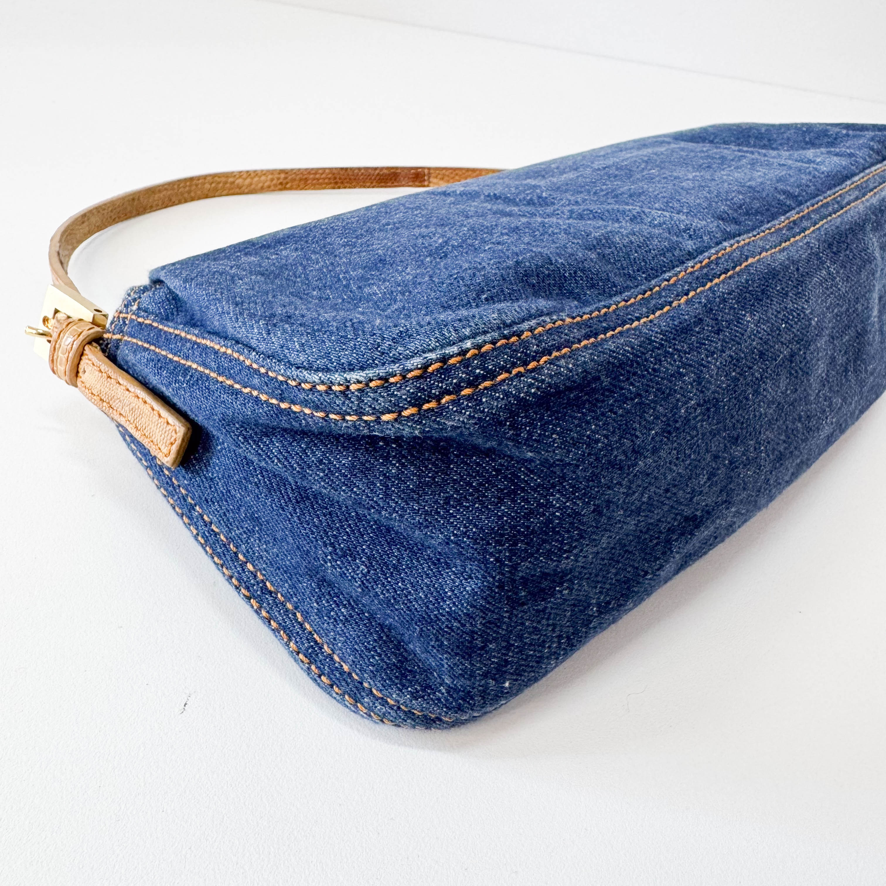 Baguette Blue Denim Shoulder Bag