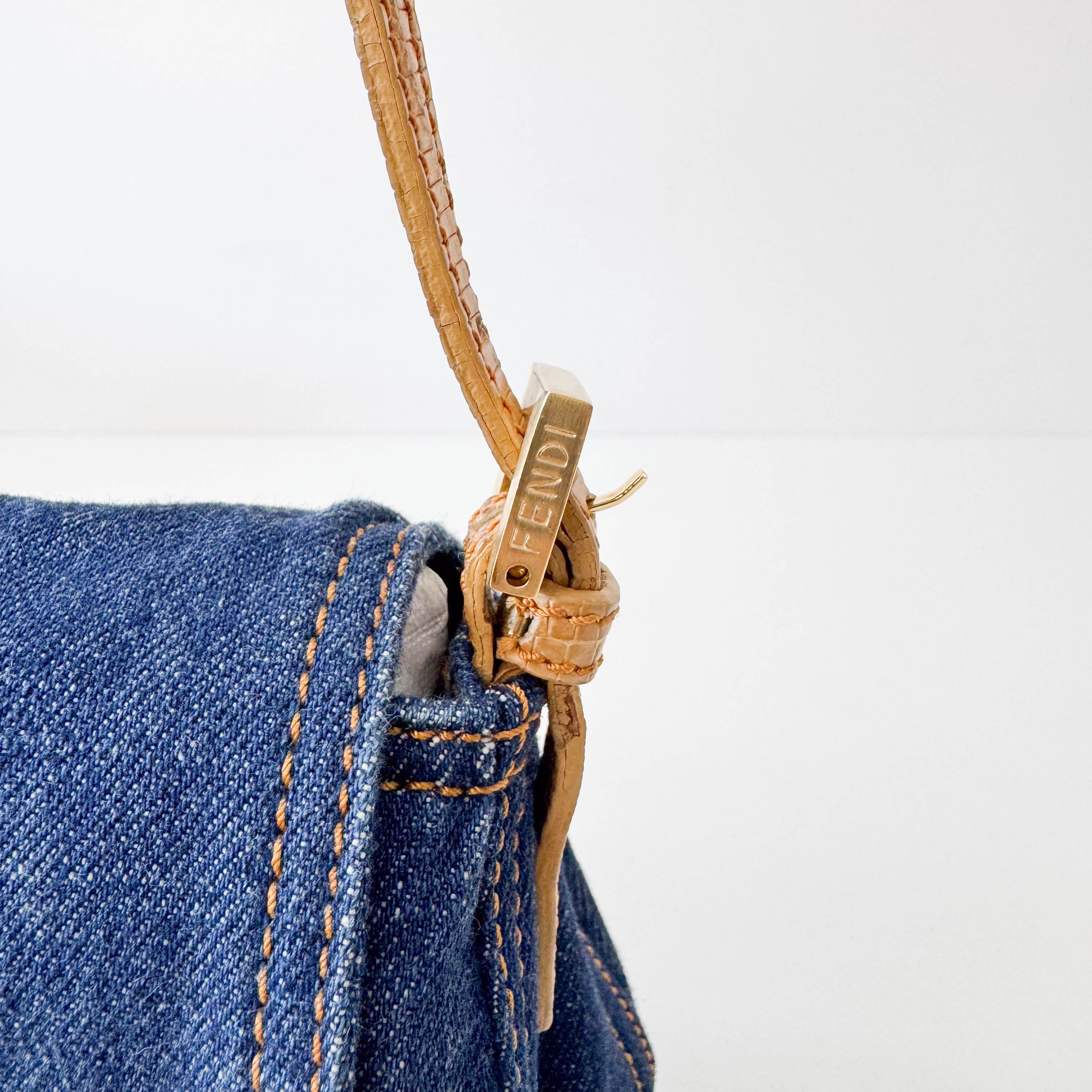 Baguette Blue Denim Shoulder Bag