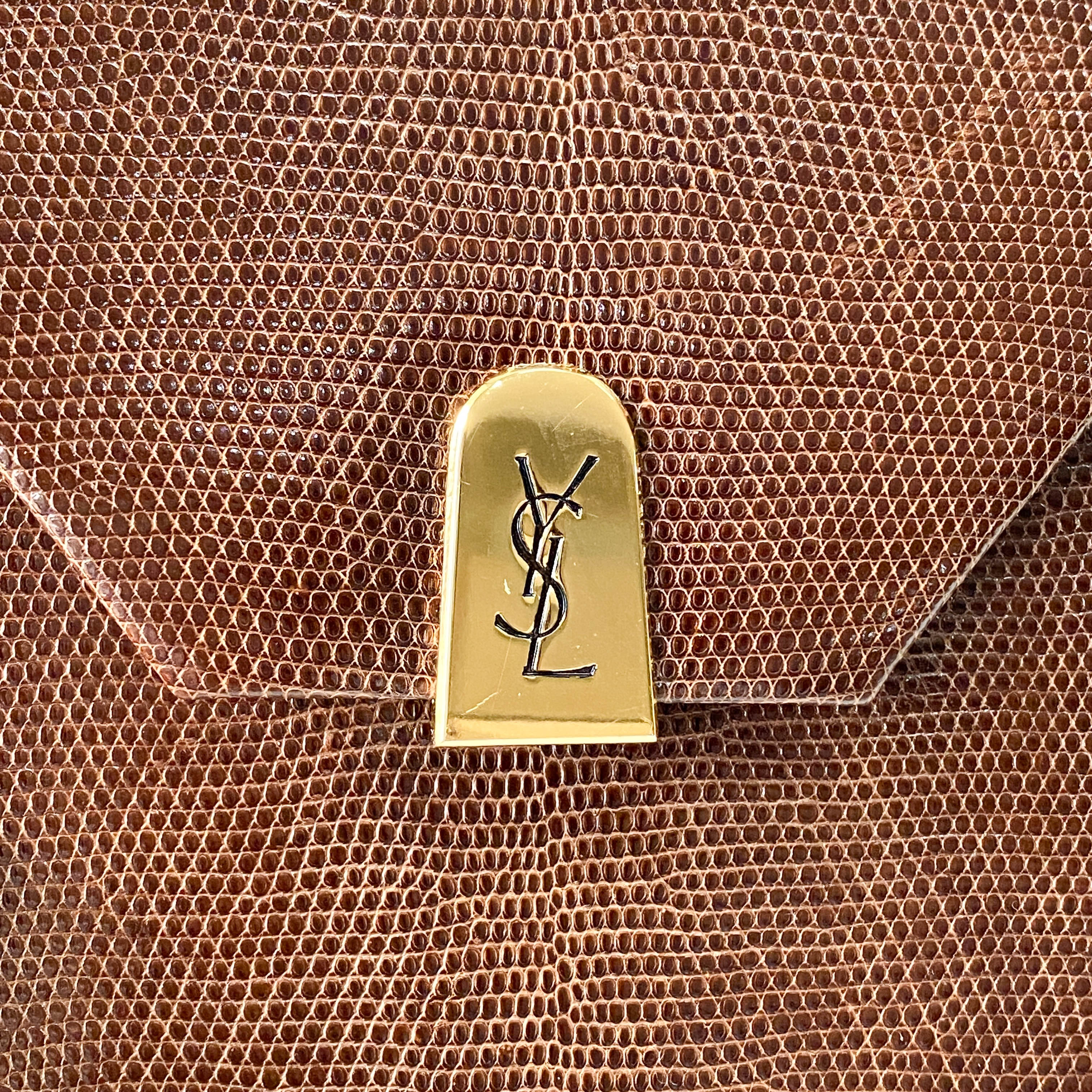 Brown Lizard Embossed Leather Crossbody Bag