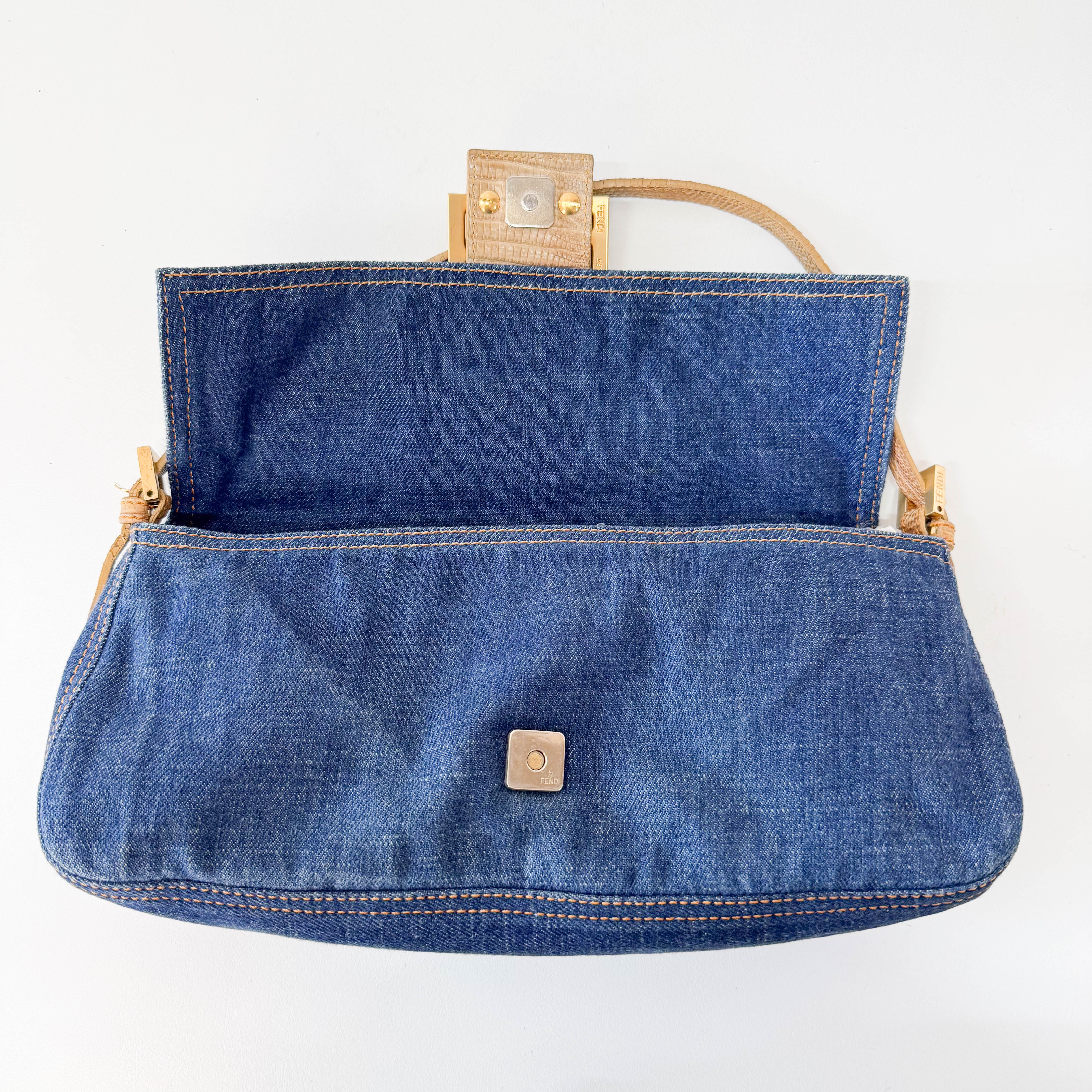 Baguette Blue Denim Shoulder Bag
