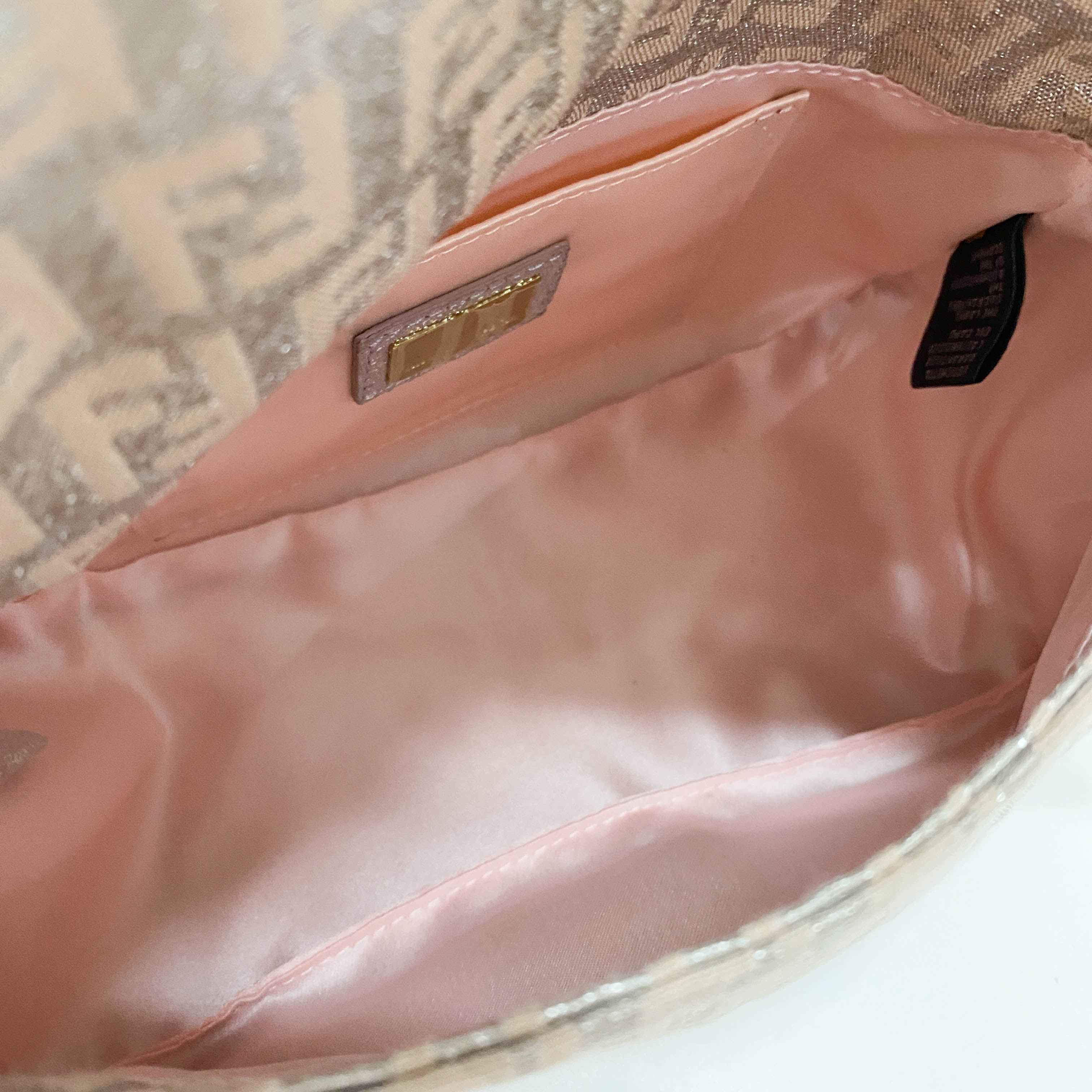 Zuccino Silver and Pink Mini Mamma Baguette Shoulder Bag Gold Hardware