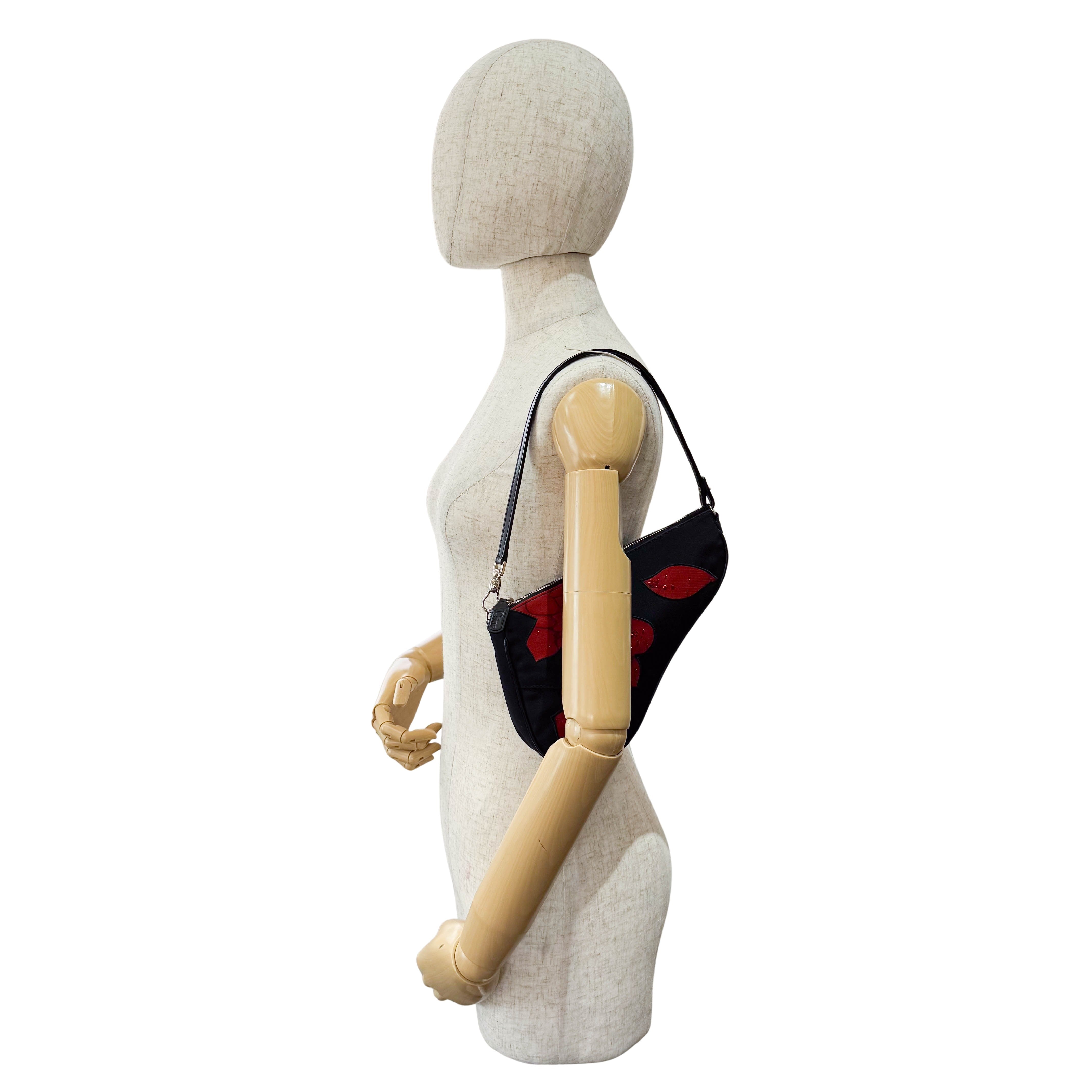 Saddle Mini Multi-colour Roses Nylon Shoulder Bag