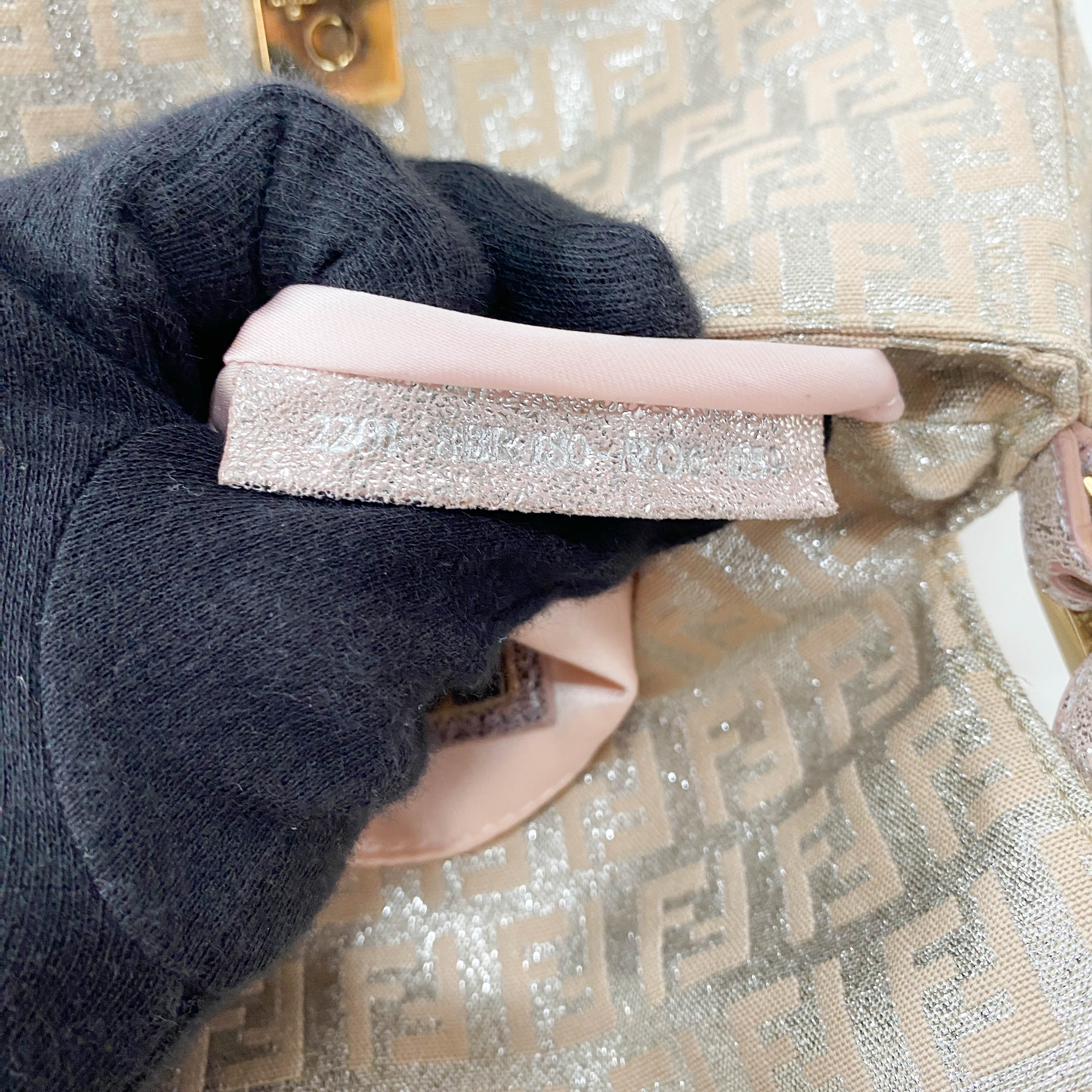 Zuccino Silver and Pink Mini Mamma Baguette Shoulder Bag Gold Hardware