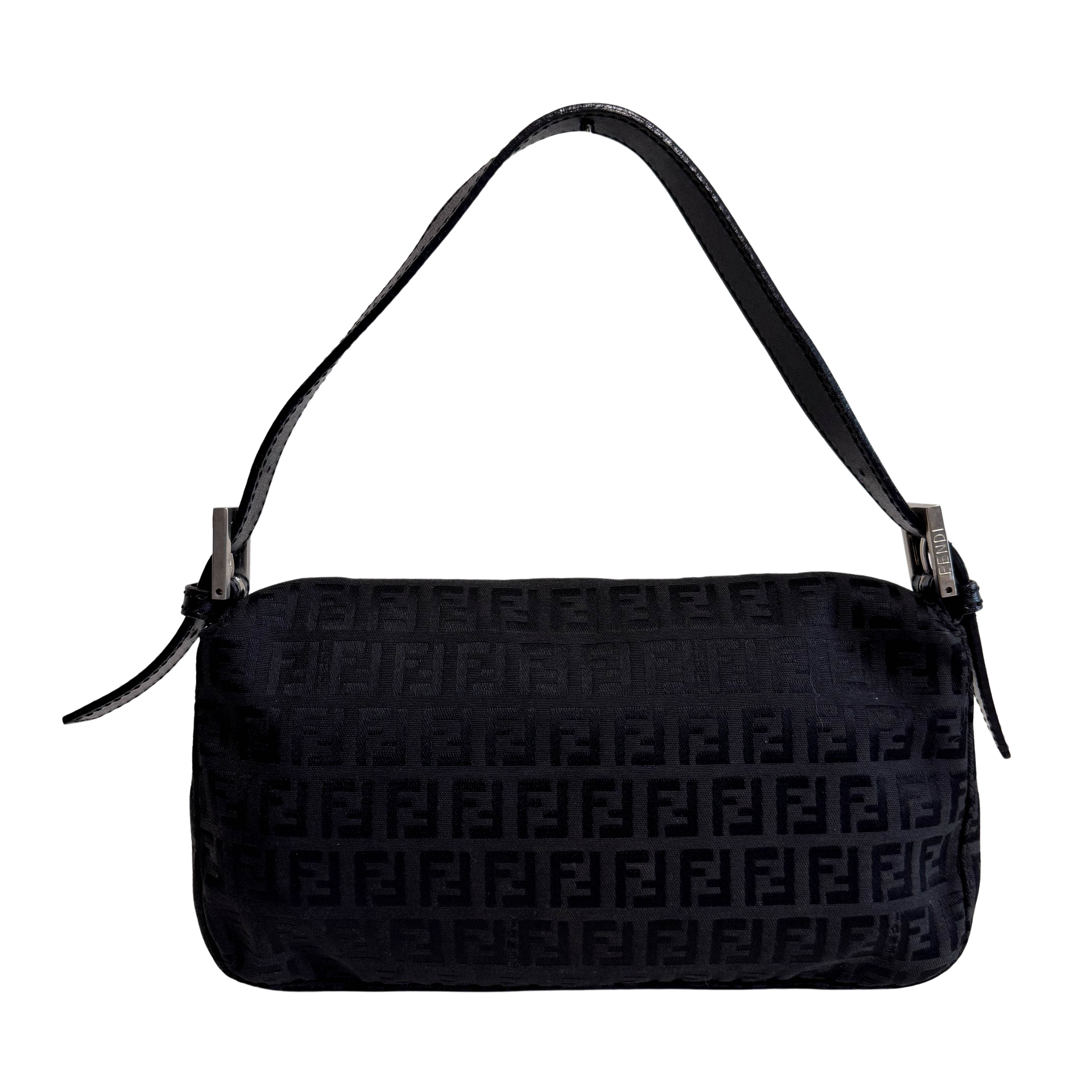 Baguette Black Zucchino Canvas Shoulder Bag