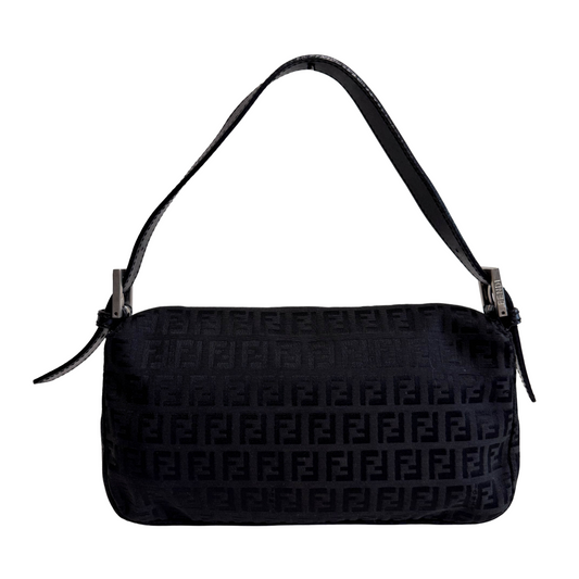 Baguette Black Zucchino Canvas Shoulder Bag