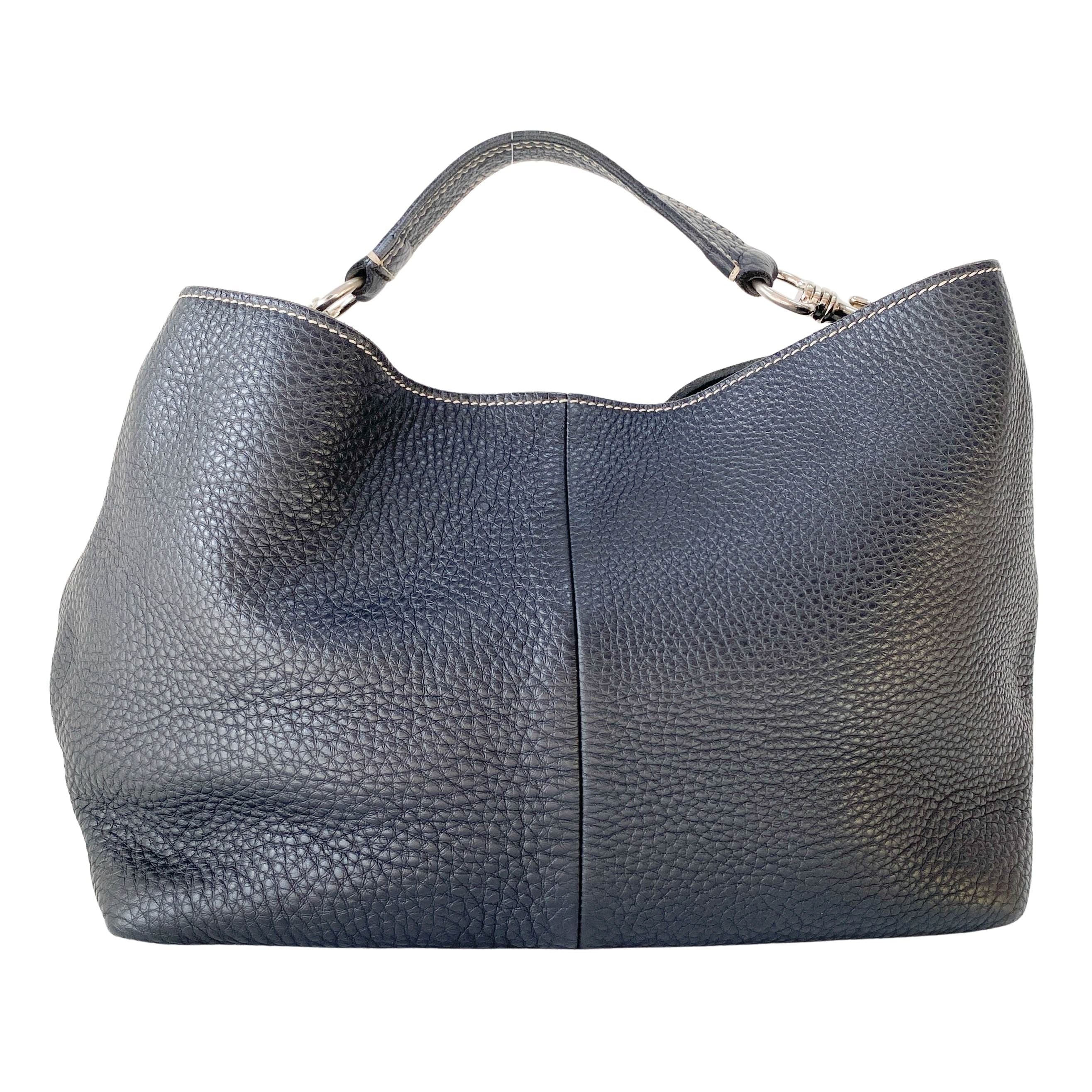 Black Grain Calfskin Shoulder Bag