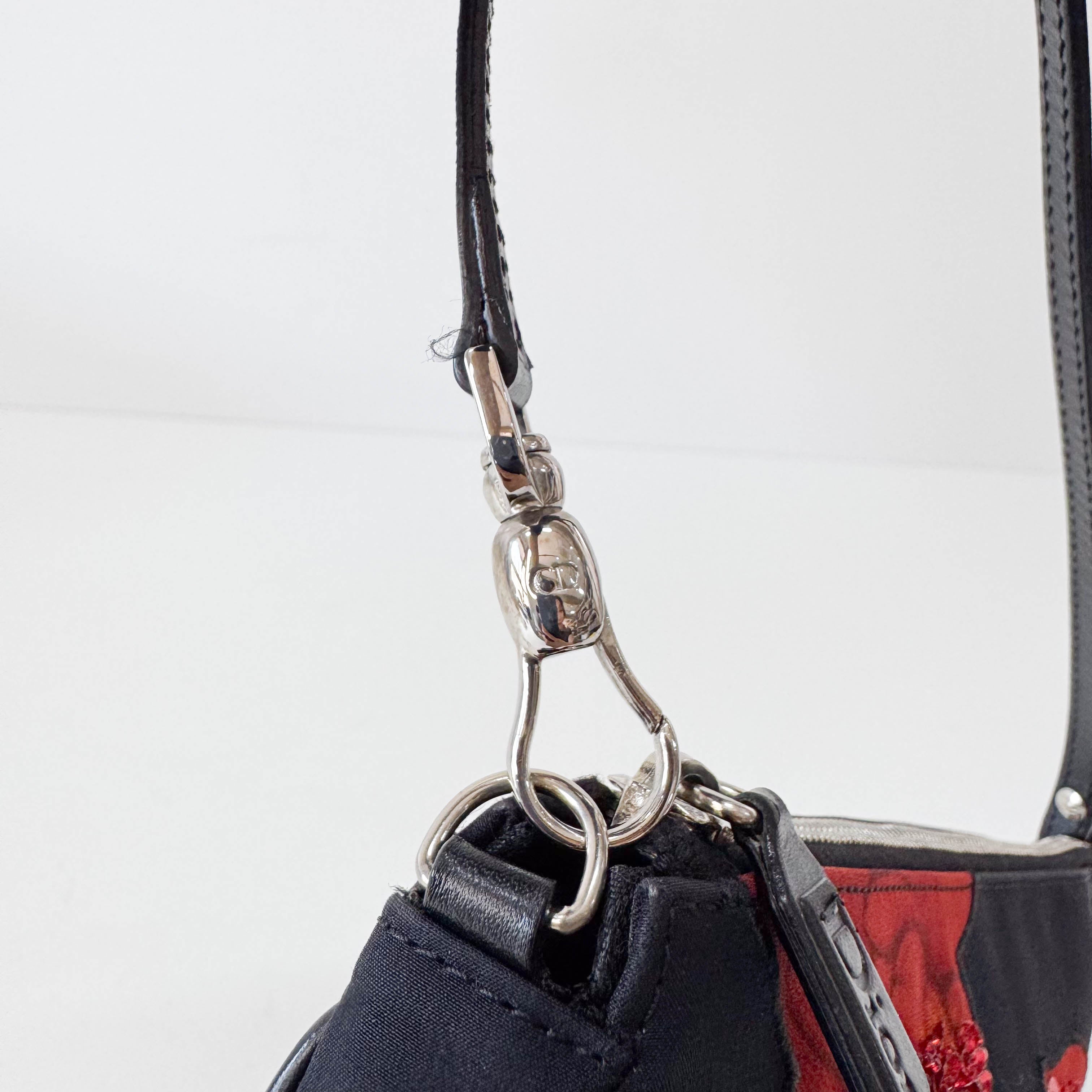 Saddle Mini Multi-colour Roses Nylon Shoulder Bag