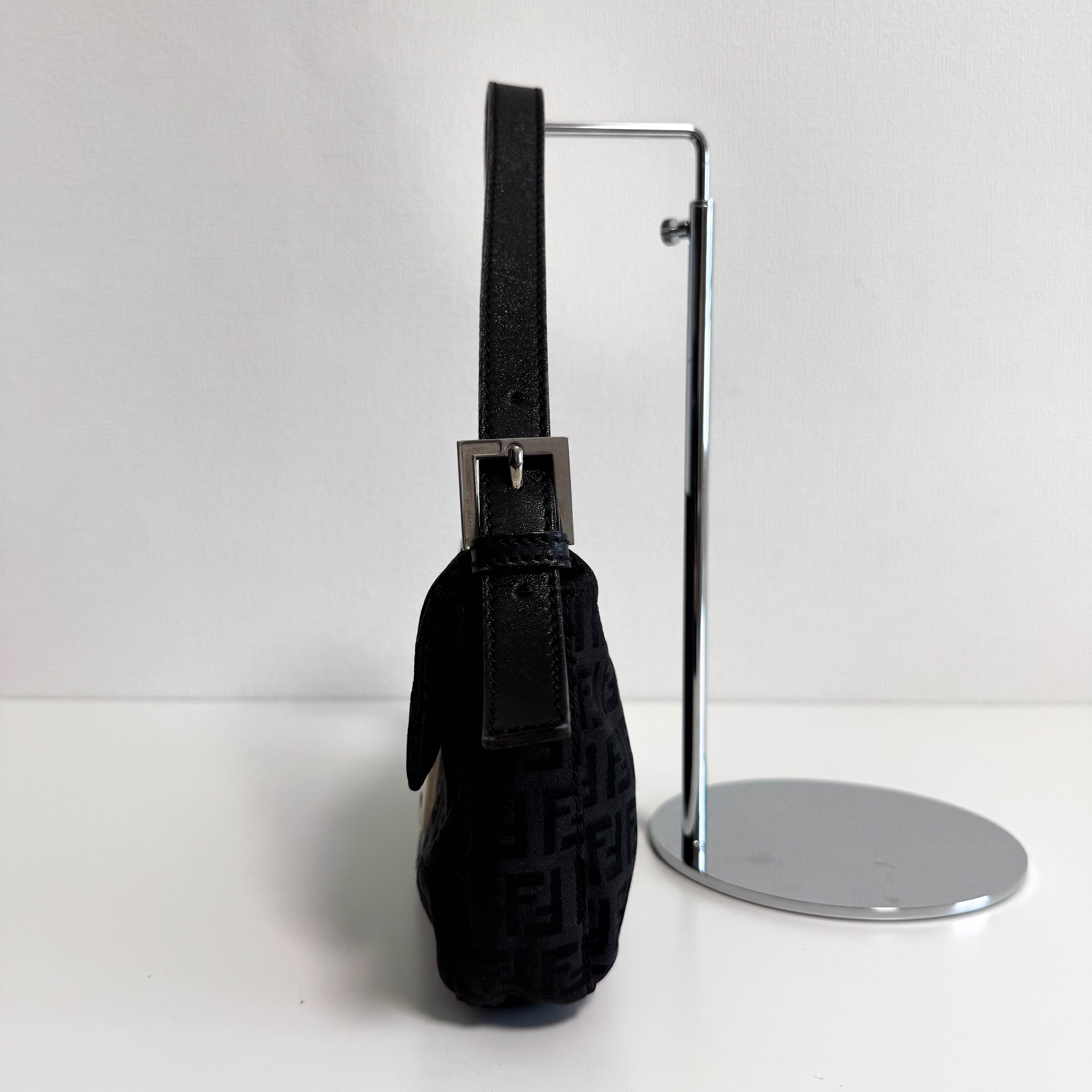 Baguette Black Zucchino Canvas Shoulder Bag