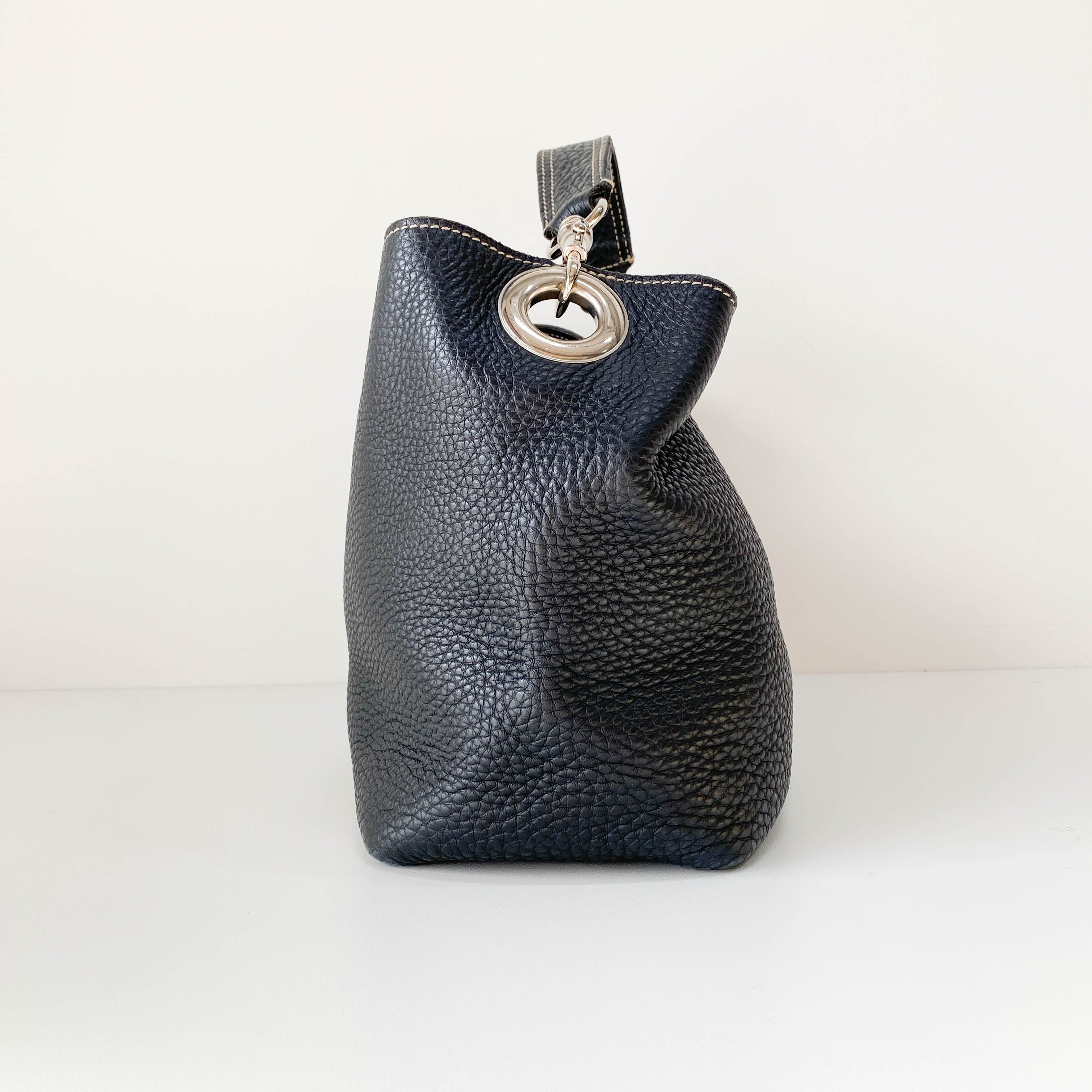 Black Grain Calfskin Shoulder Bag