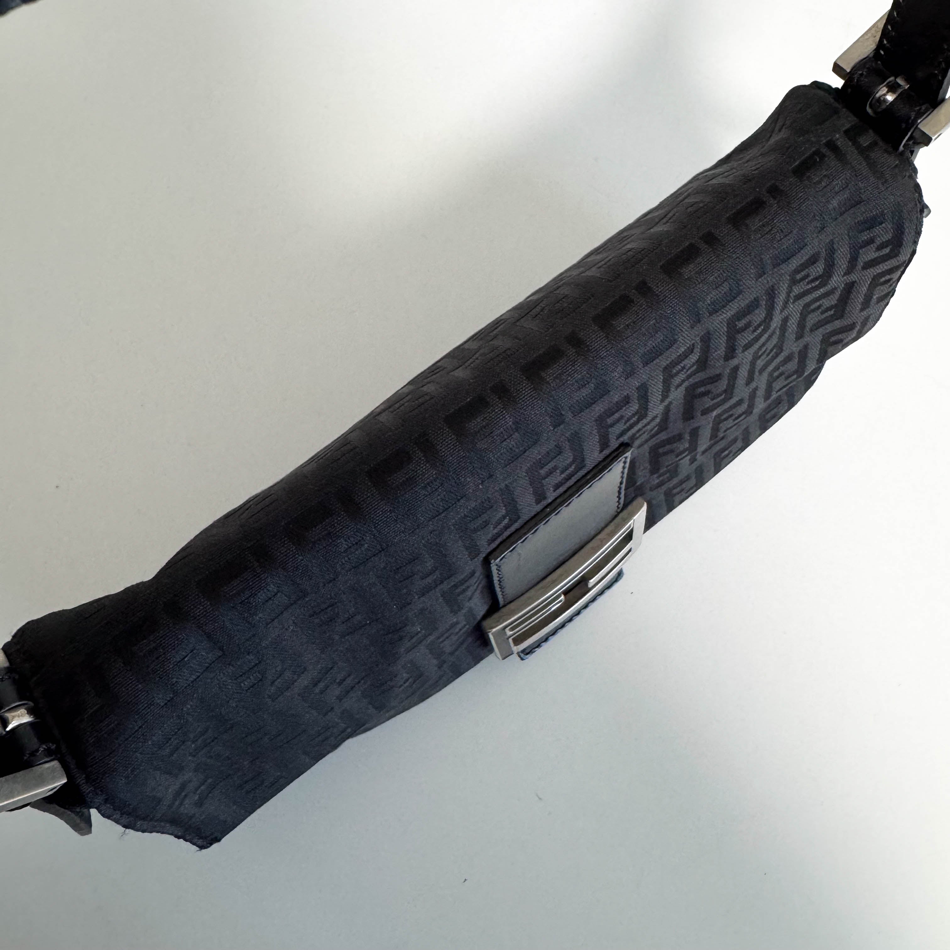 Baguette Black Zucchino Canvas Shoulder Bag