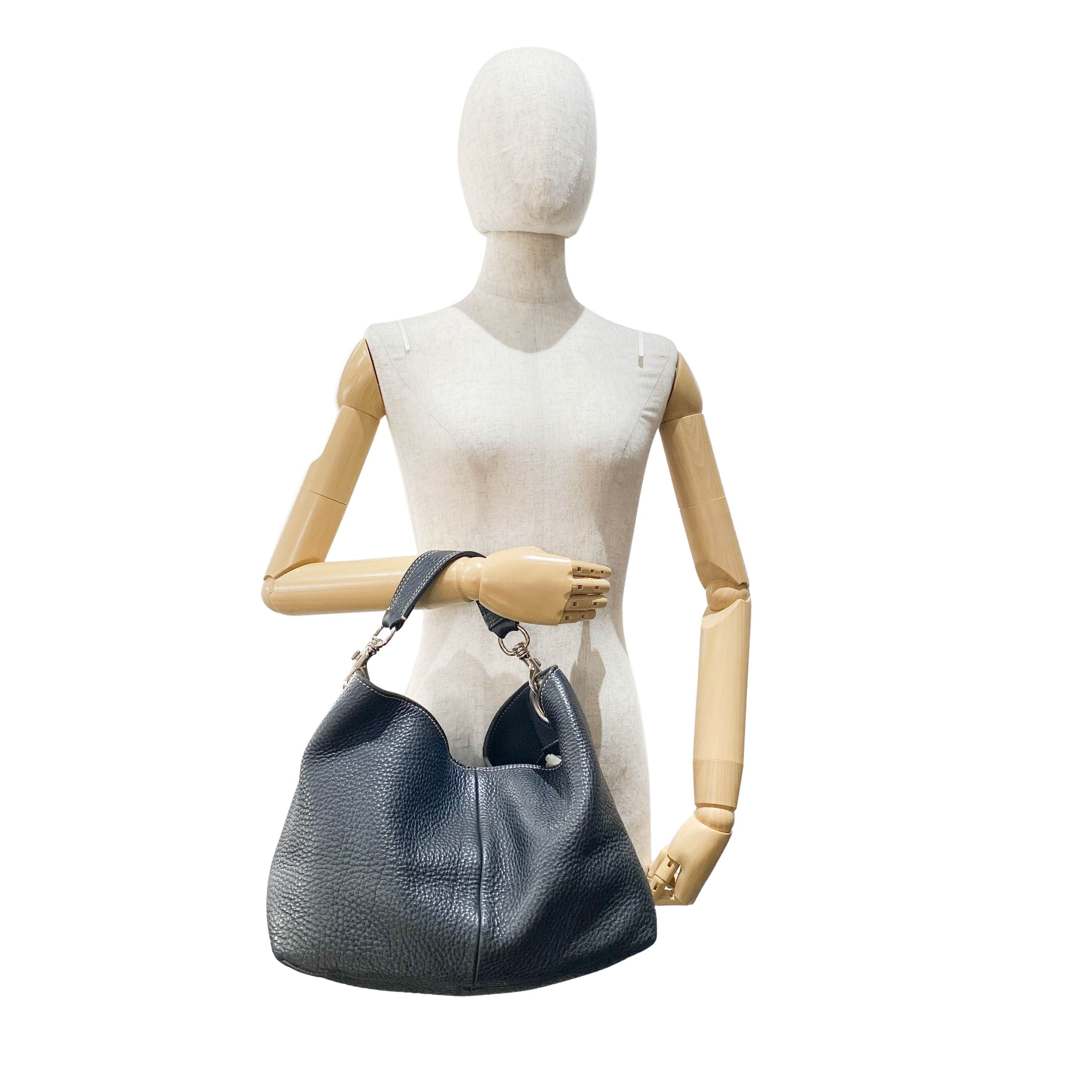 Black Grain Calfskin Shoulder Bag