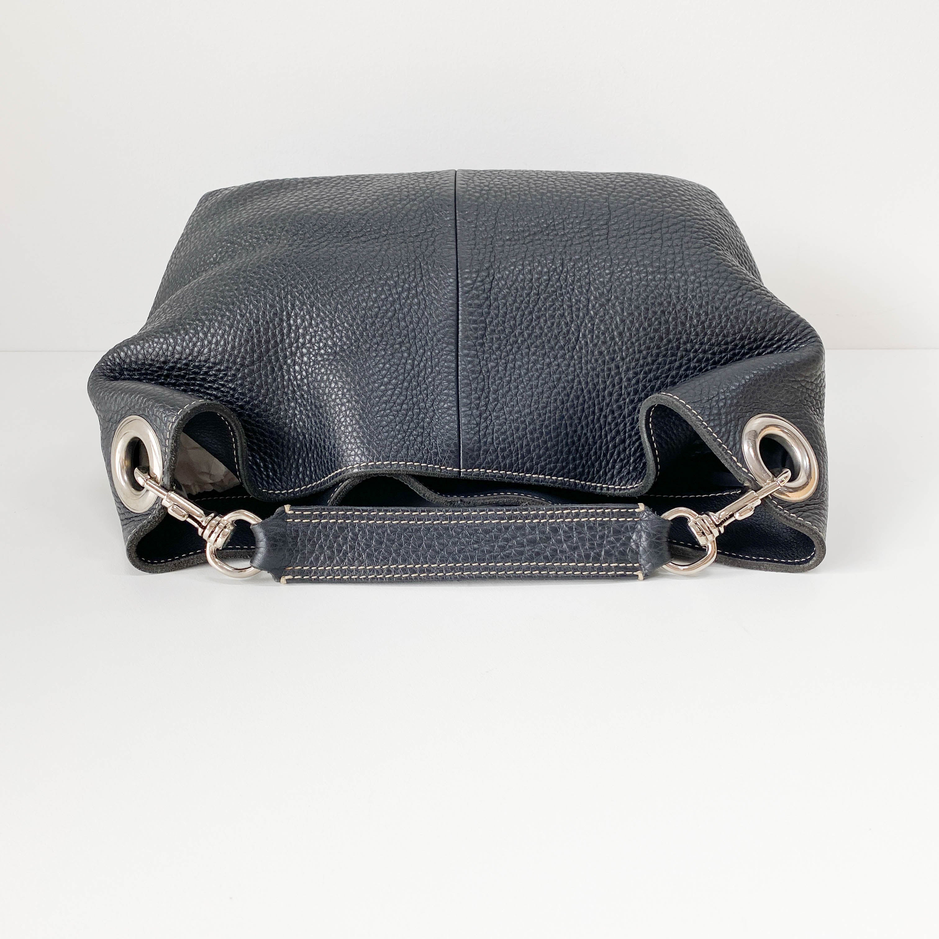 Black Grain Calfskin Shoulder Bag