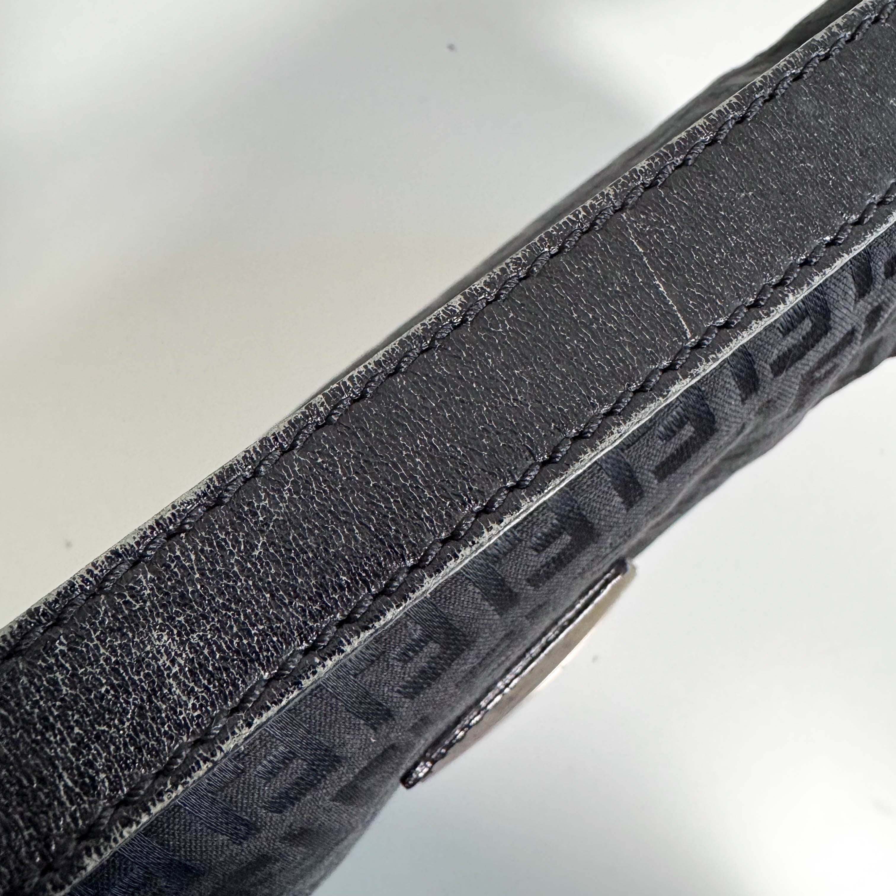 Baguette Black Zucchino Canvas Shoulder Bag