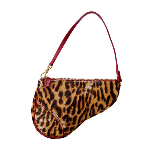 Saddle Mini Yellow Leopard Print Pony Hair Shoulder Bag