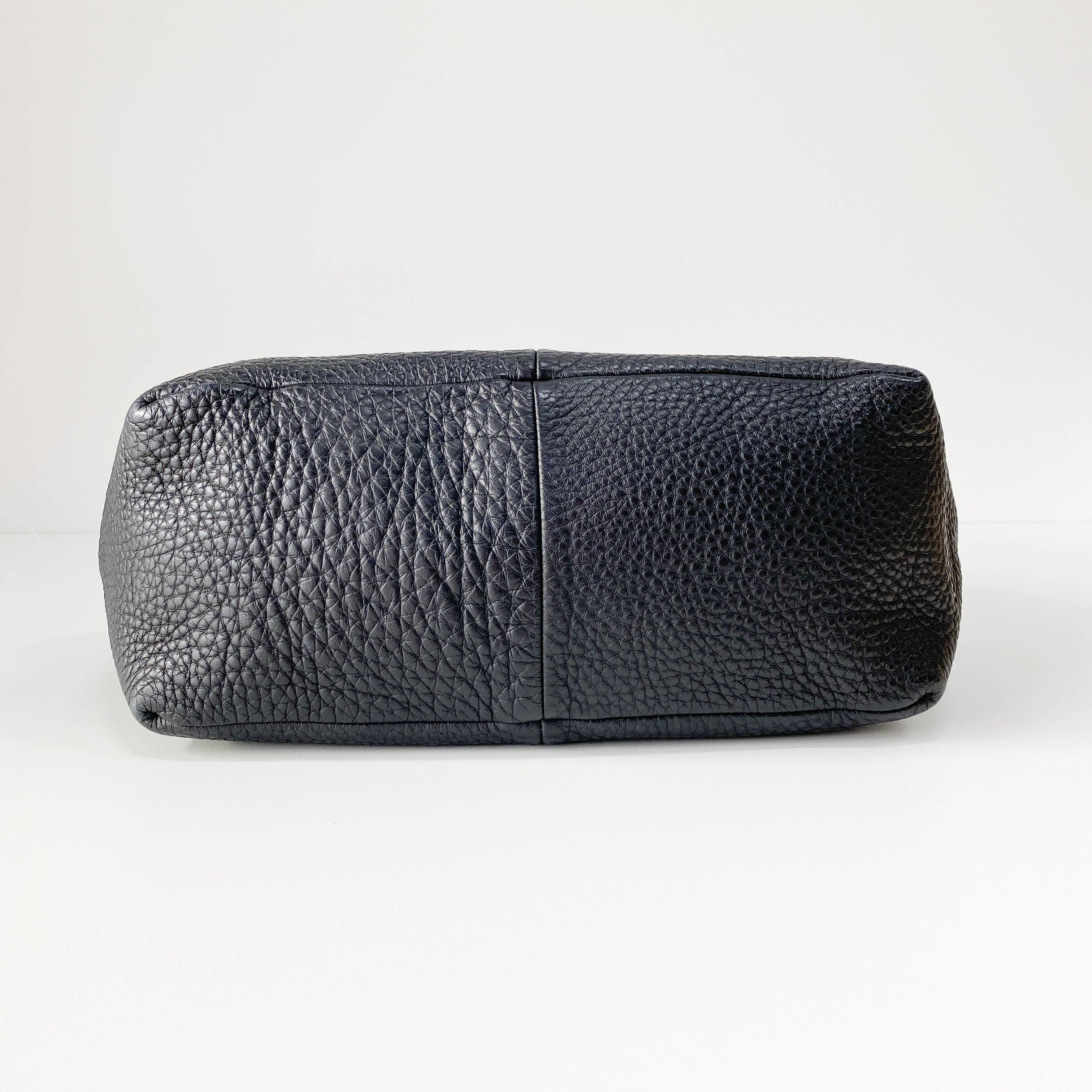 Black Grain Calfskin Shoulder Bag