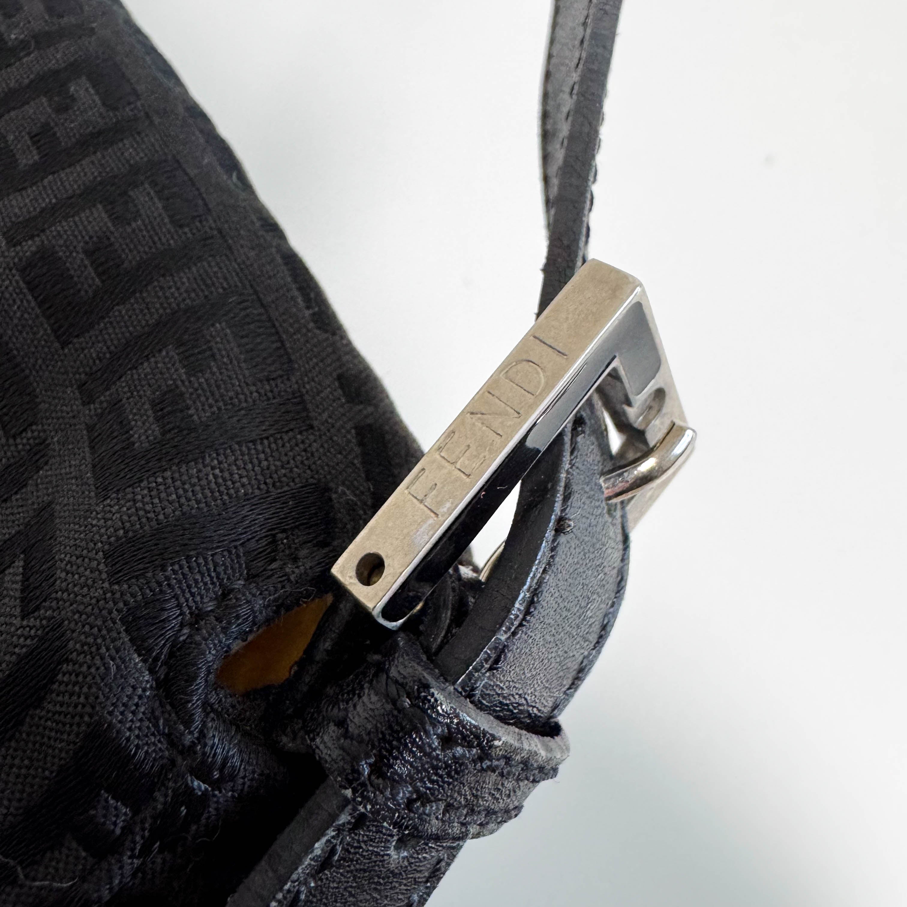 Baguette Black Zucchino Canvas Shoulder Bag