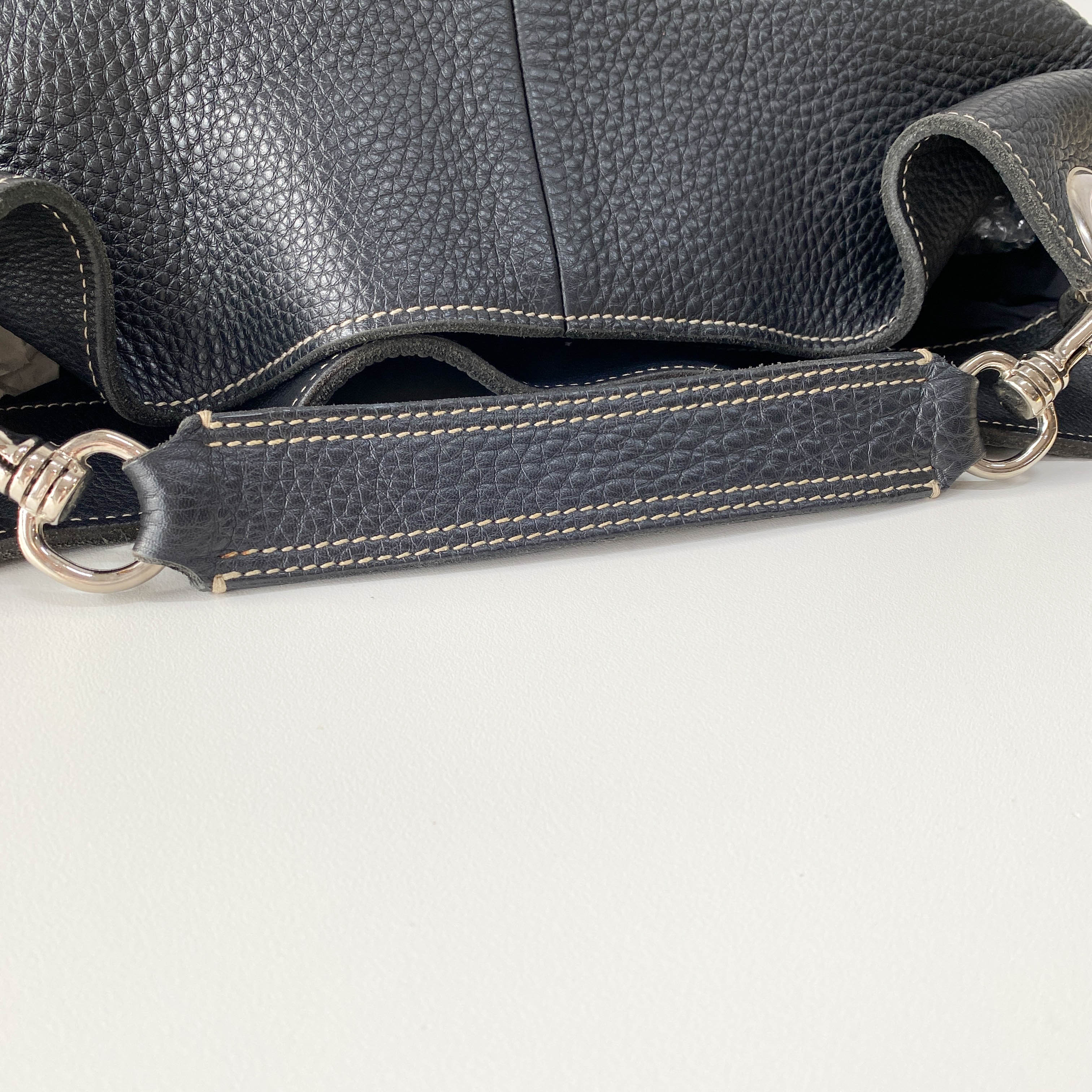 Black Grain Calfskin Shoulder Bag