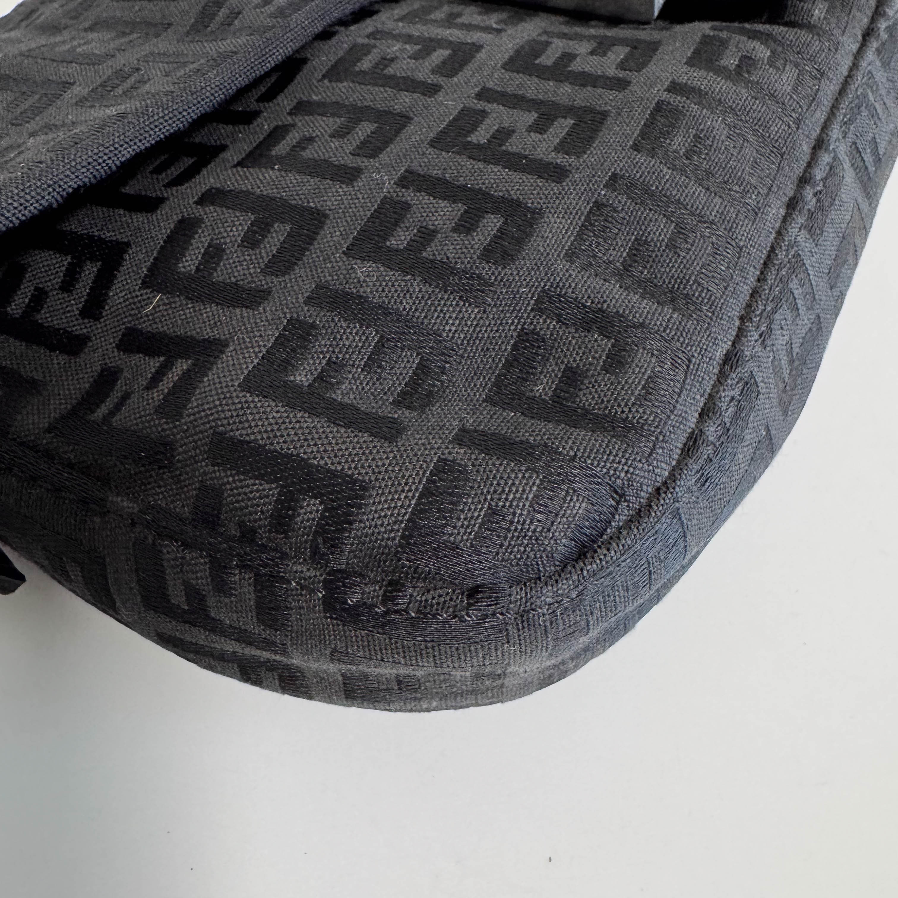 Baguette Black Zucchino Canvas Shoulder Bag