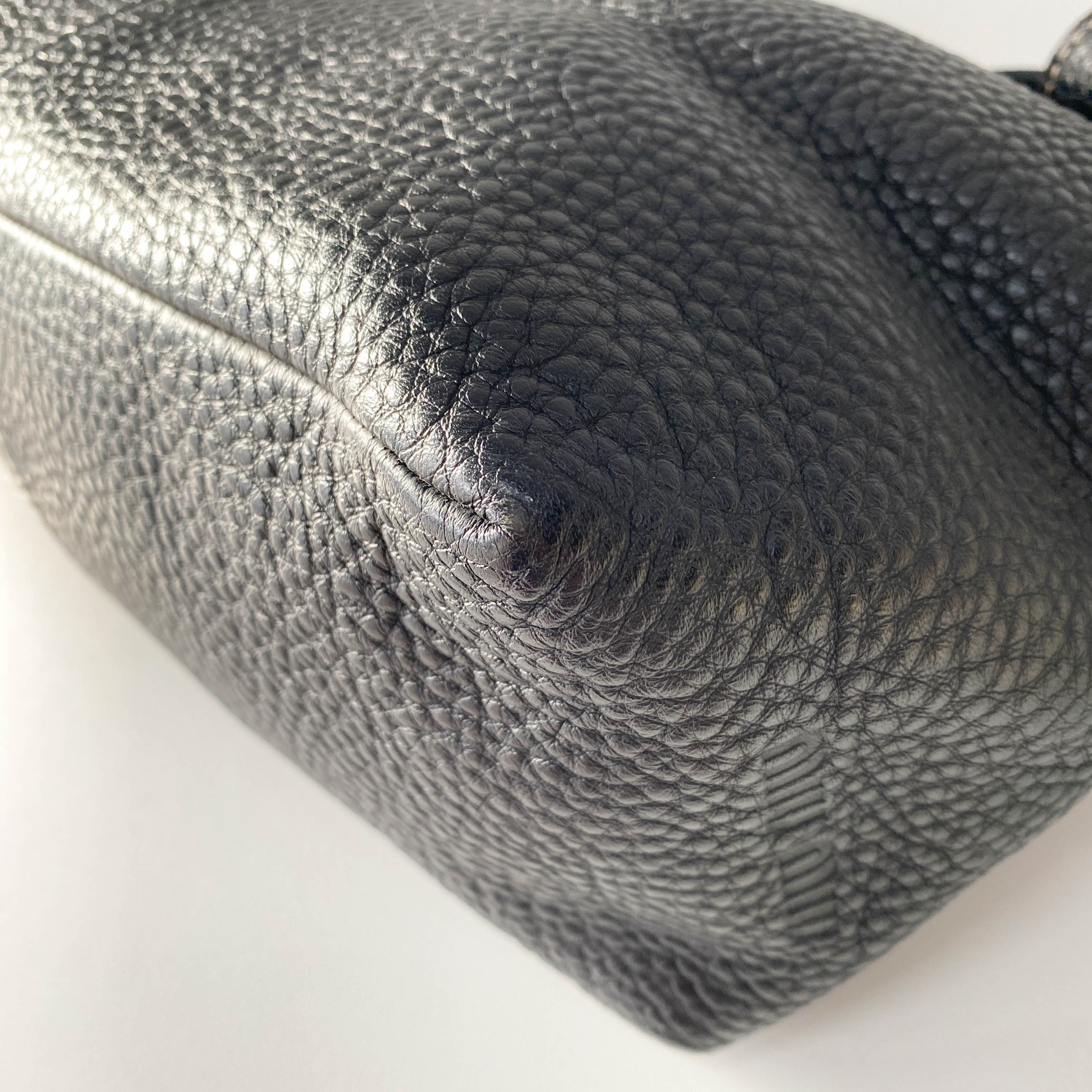 Black Grain Calfskin Shoulder Bag