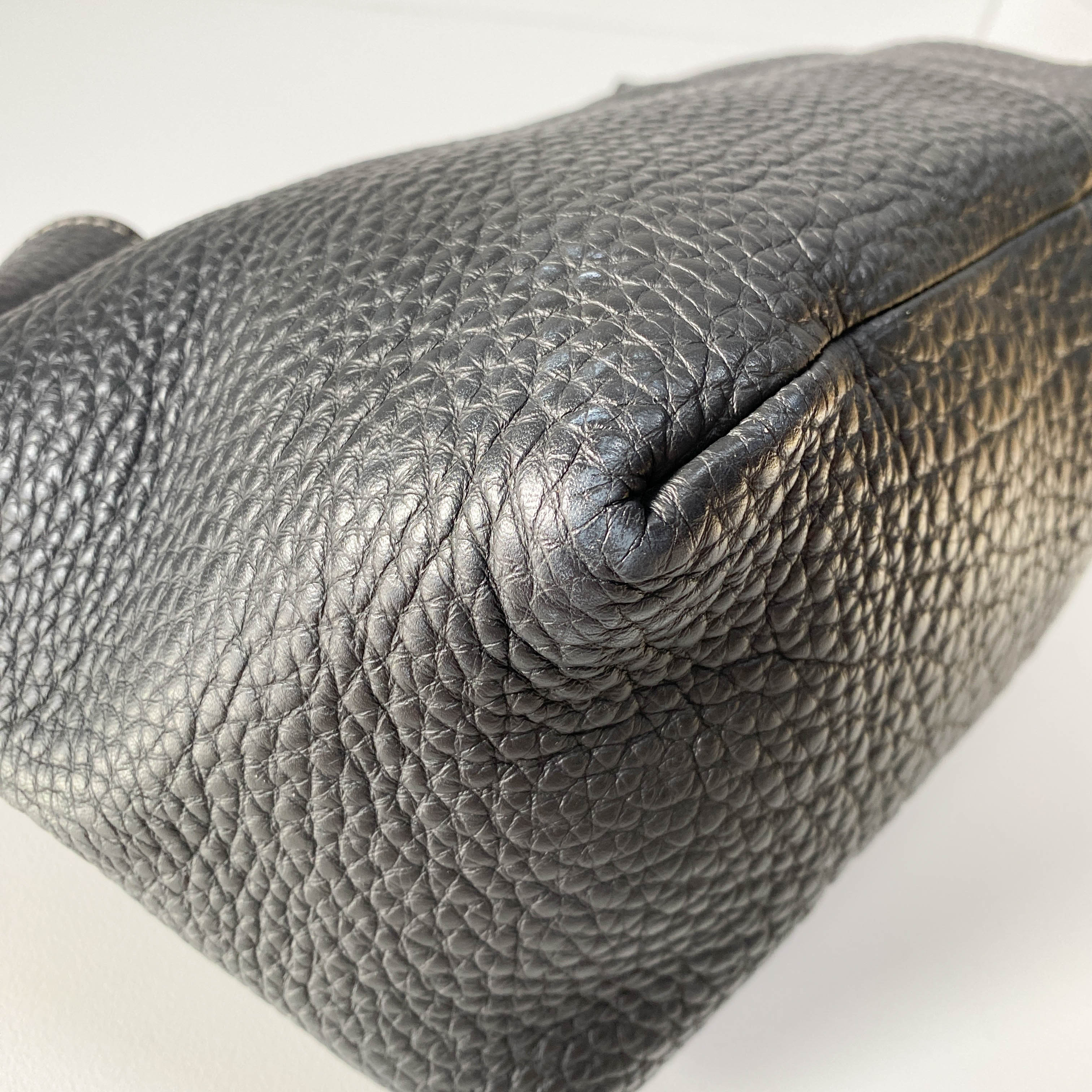 Black Grain Calfskin Shoulder Bag