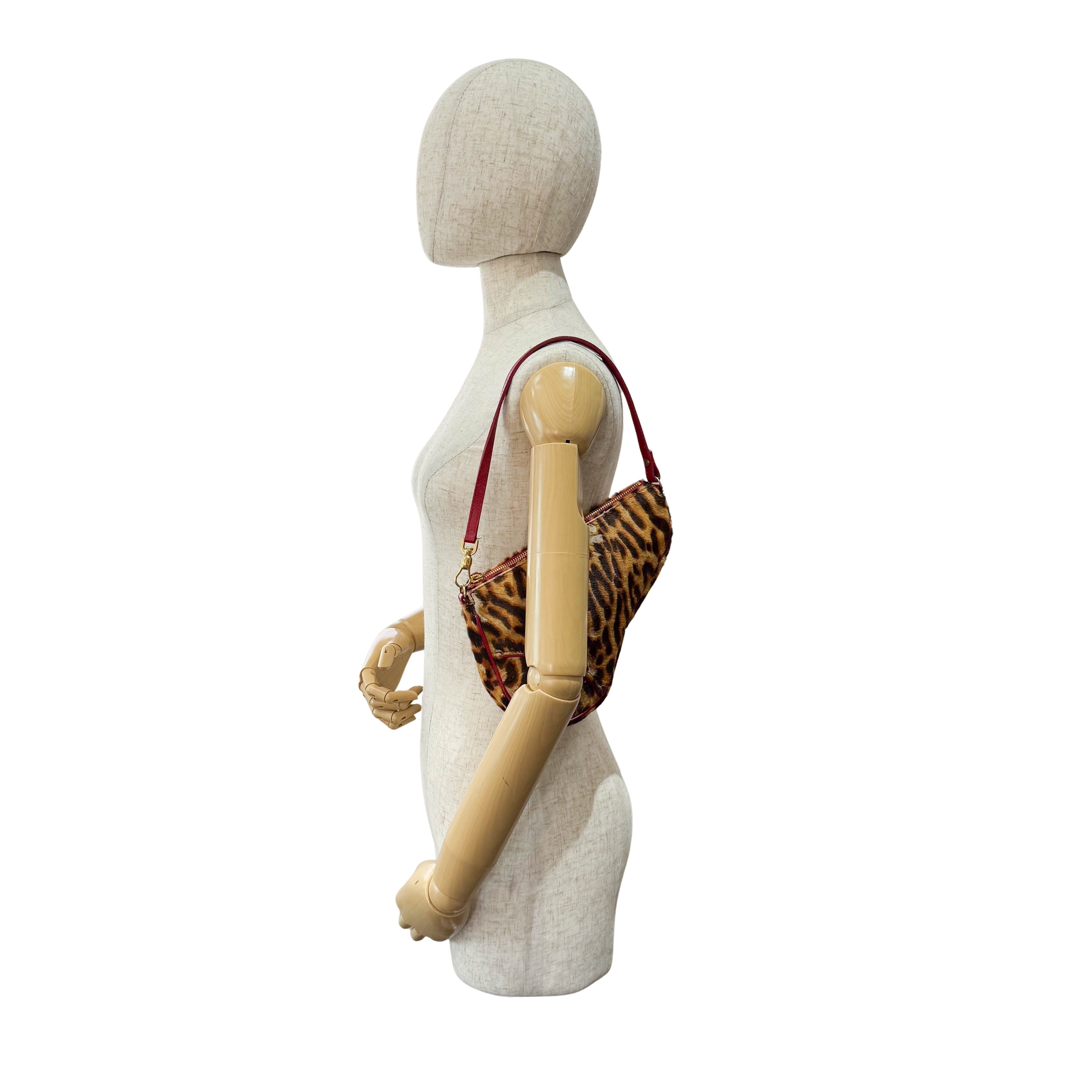 Saddle Mini Yellow Leopard Print Pony Hair Shoulder Bag