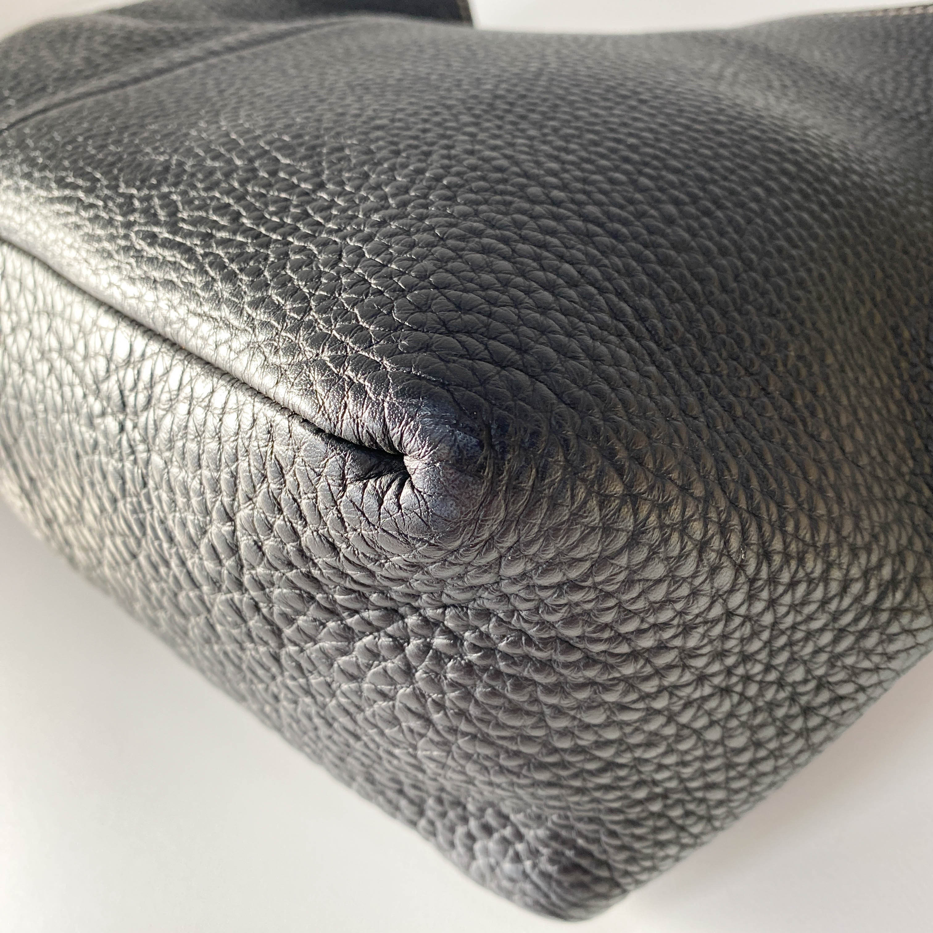 Black Grain Calfskin Shoulder Bag