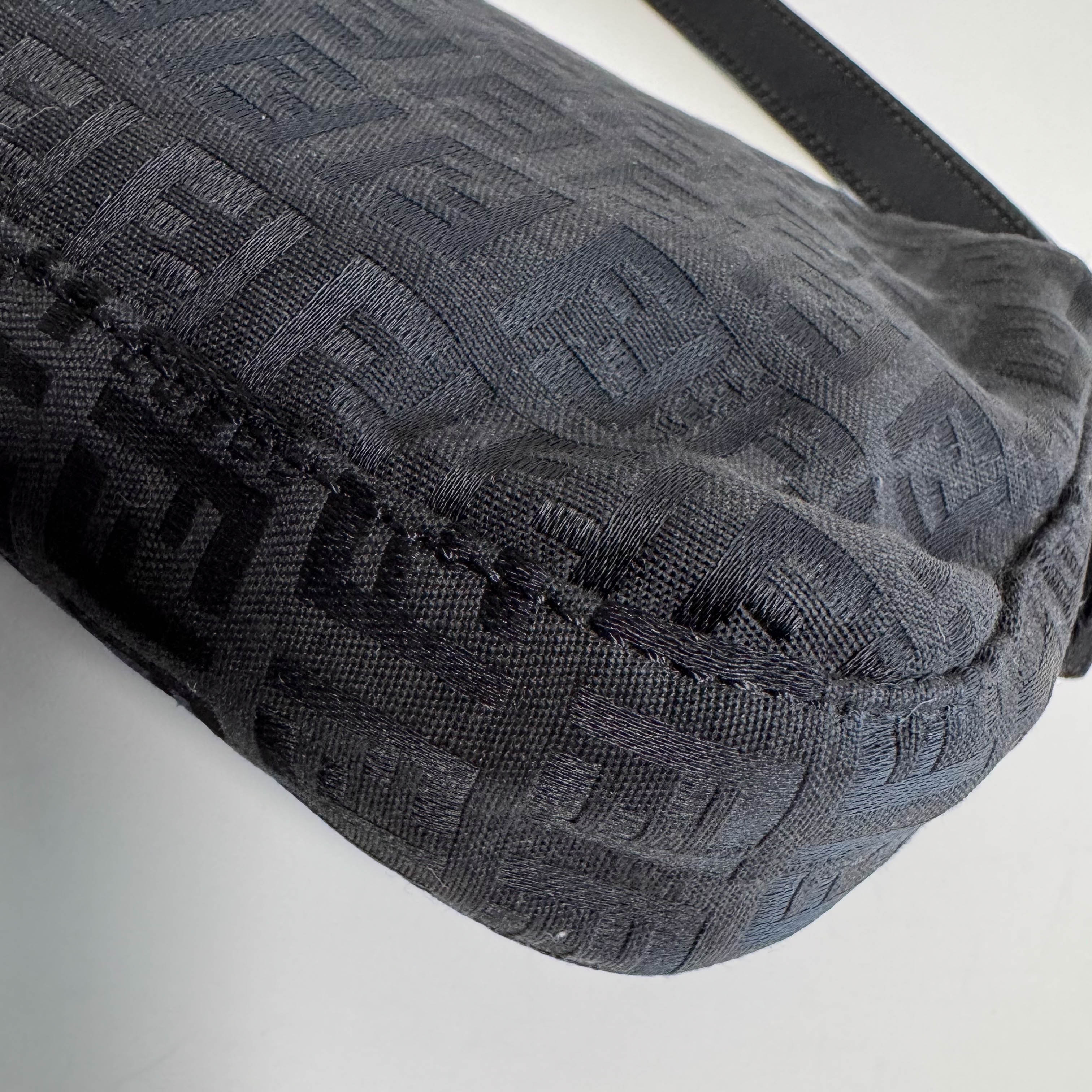 Baguette Black Zucchino Canvas Shoulder Bag