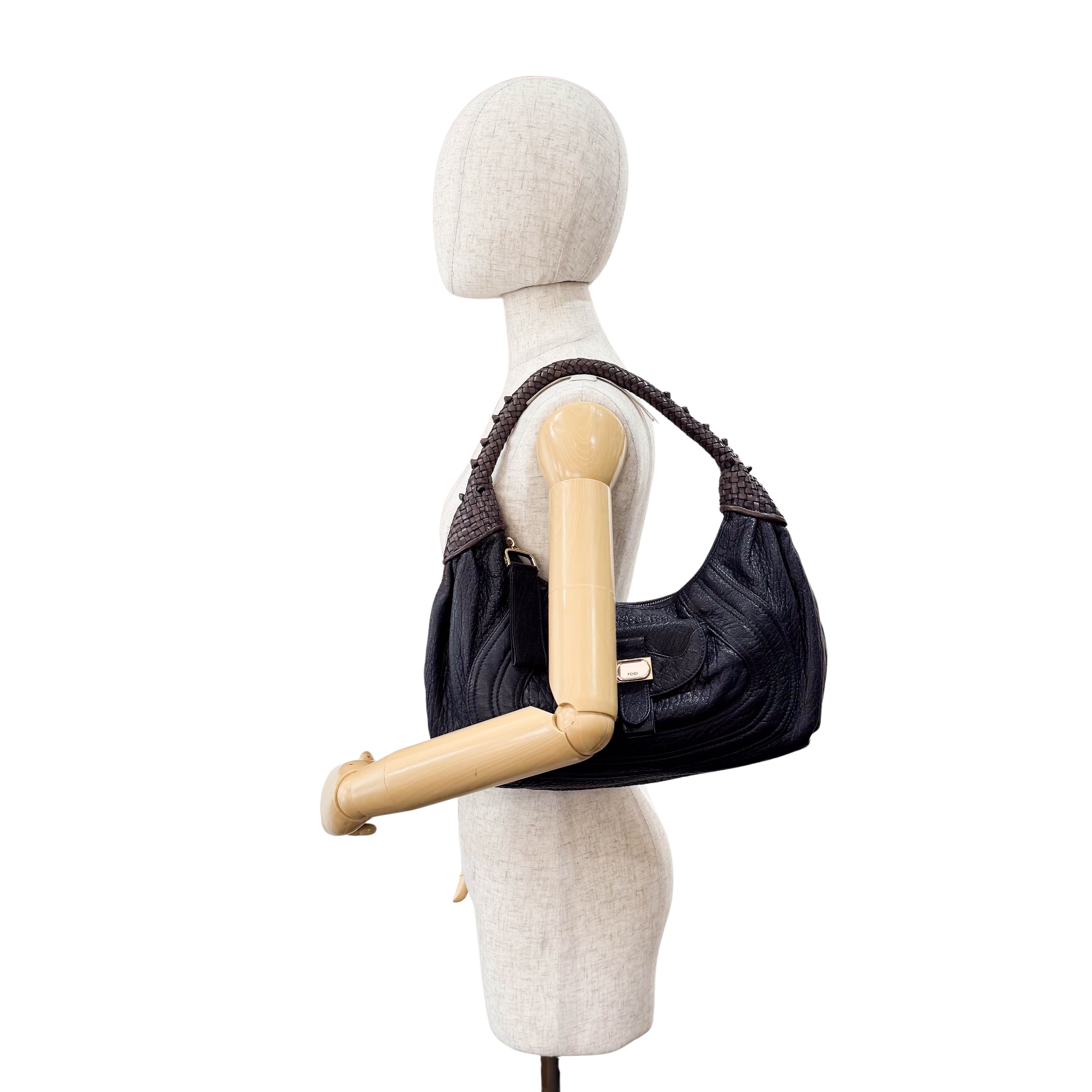 Spy Dark Navy Leather Shoulder Bag