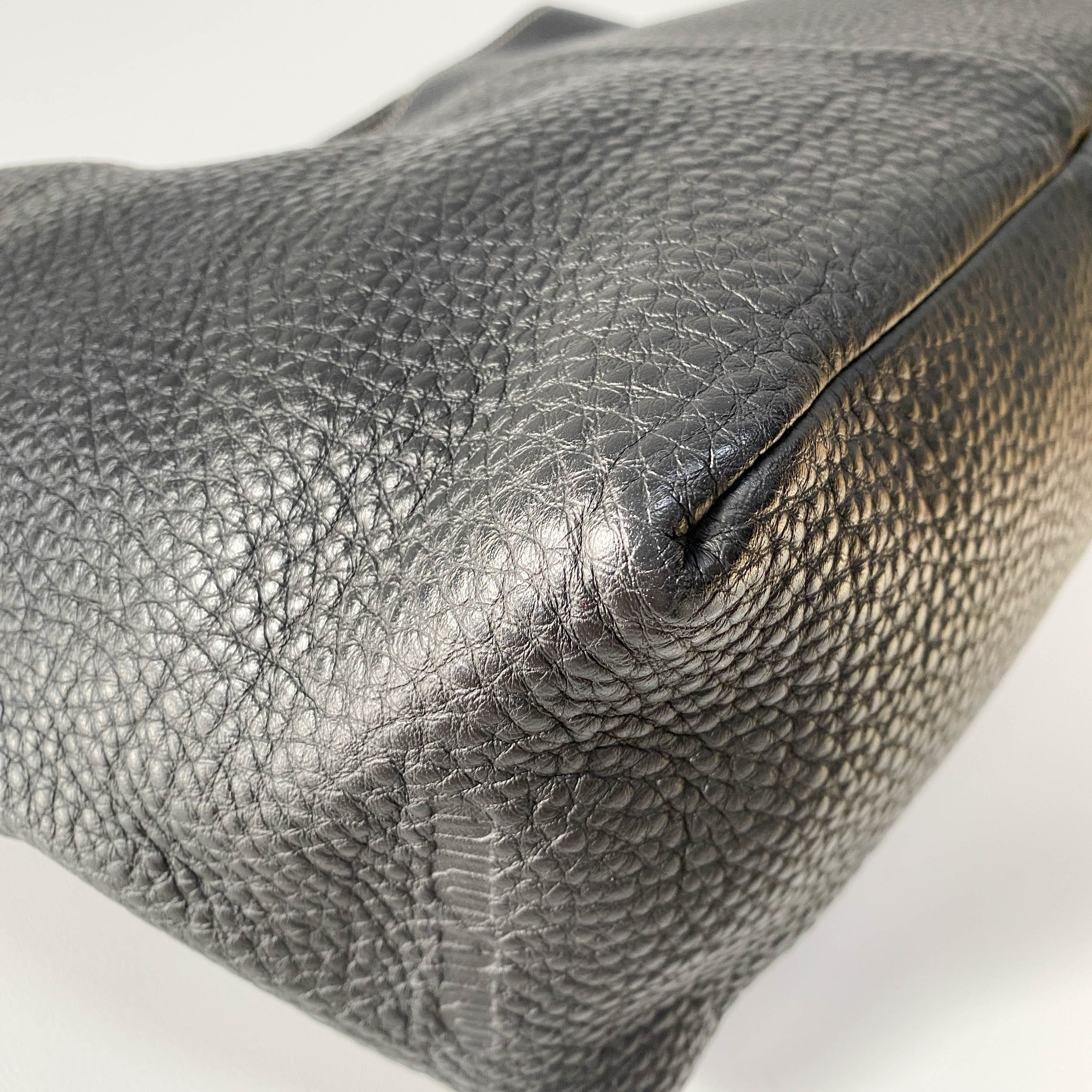 Black Grain Calfskin Shoulder Bag