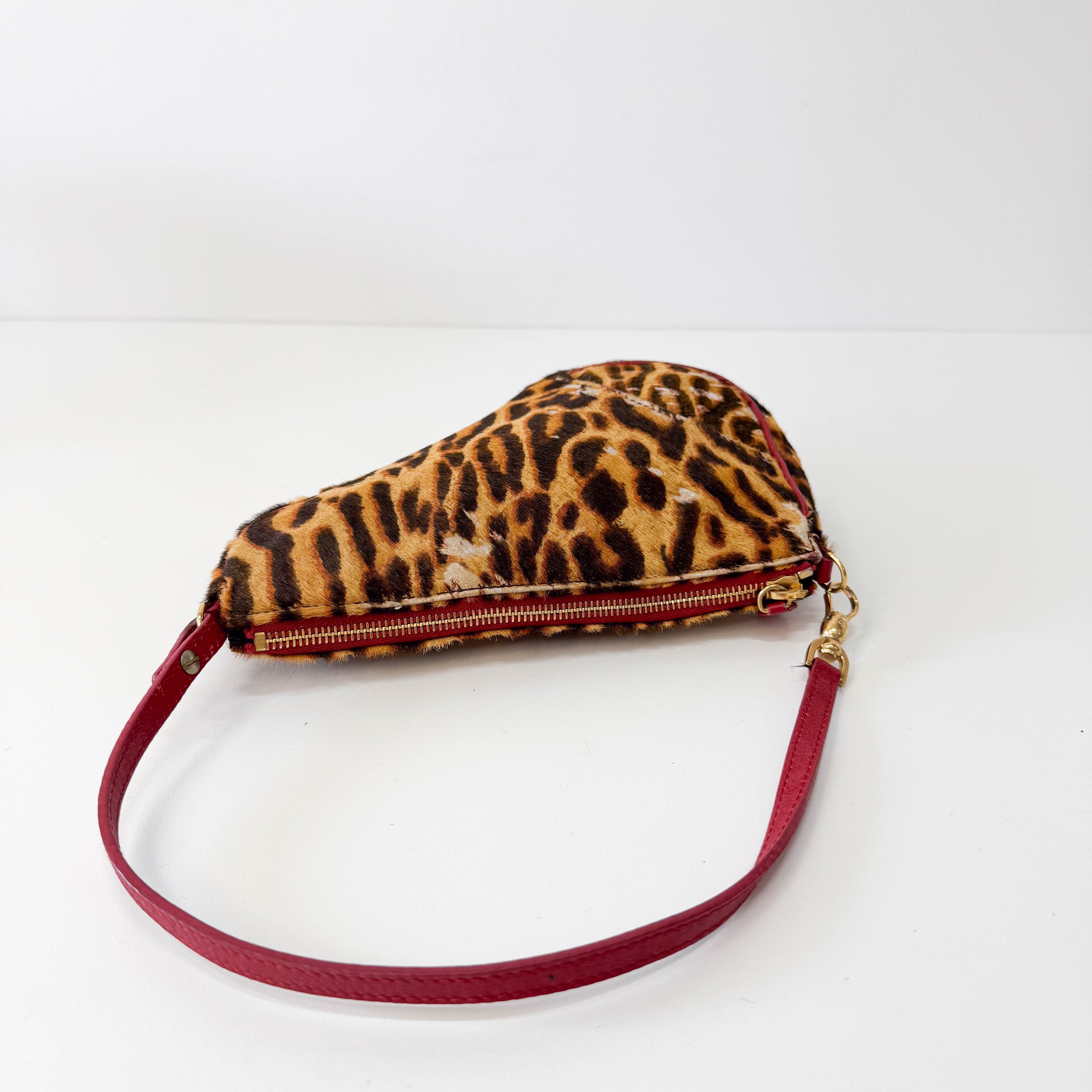Saddle Mini Yellow Leopard Print Pony Hair Shoulder Bag