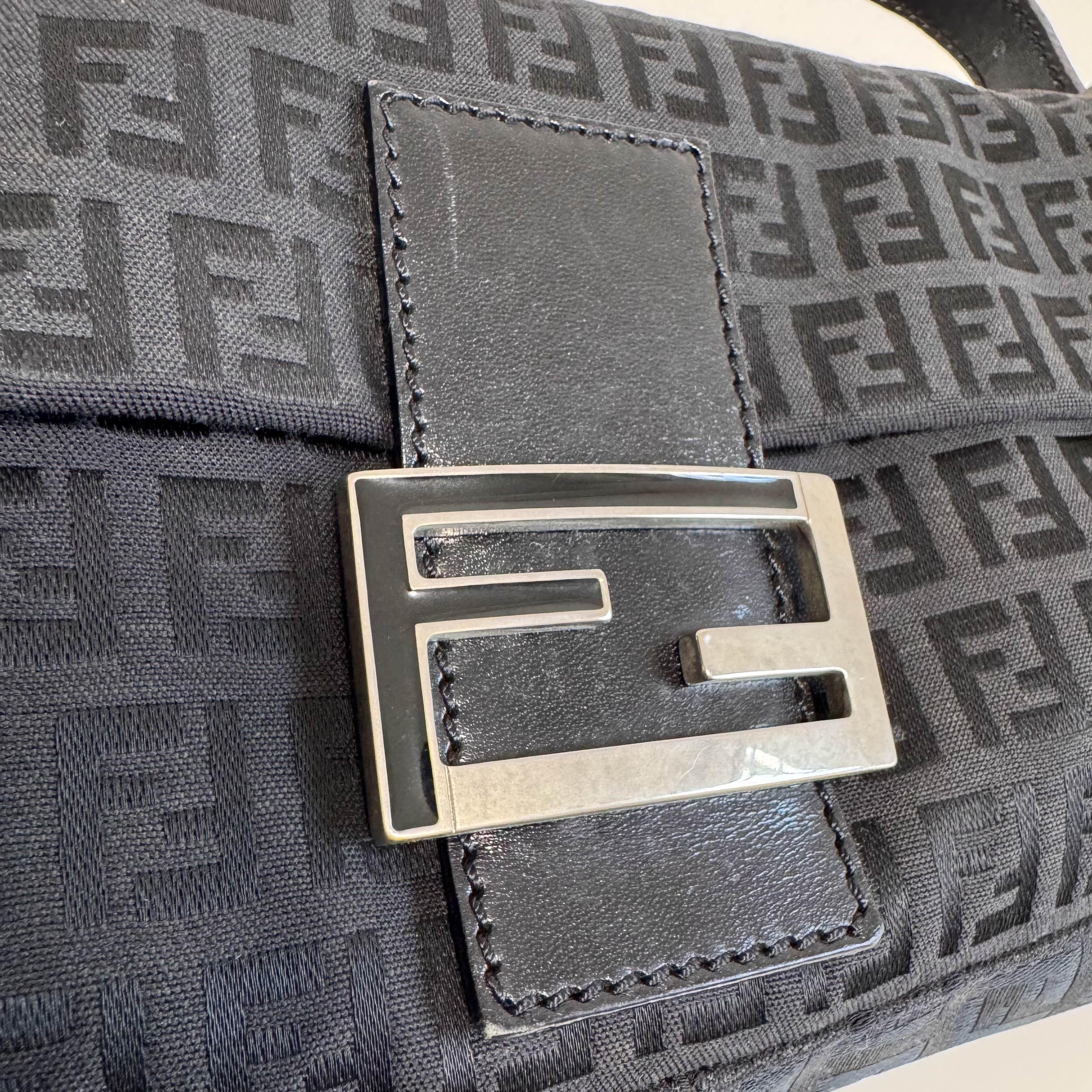 Baguette Black Zucchino Canvas Shoulder Bag