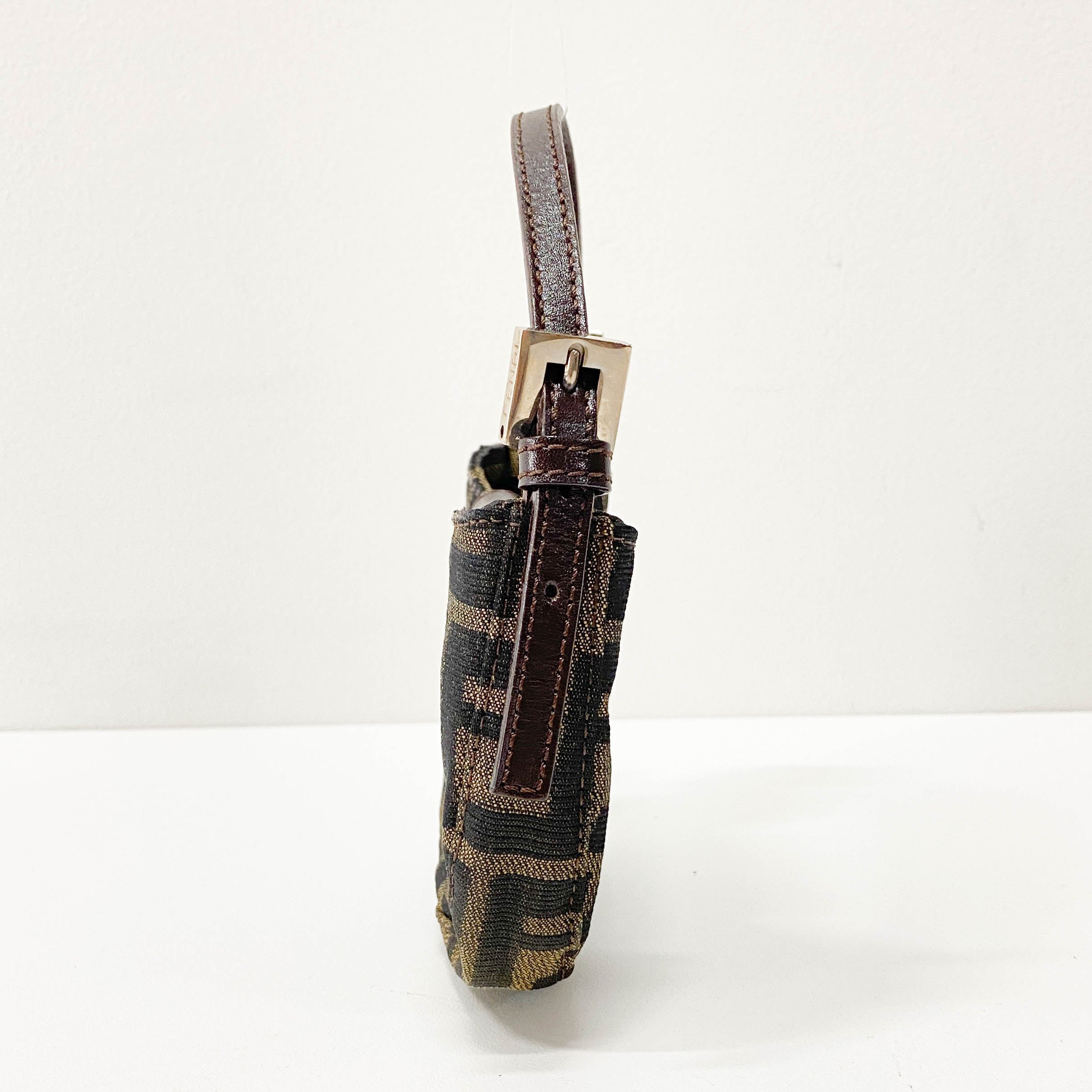 Mini Zucca Croissant  Brown Canvas Handbag