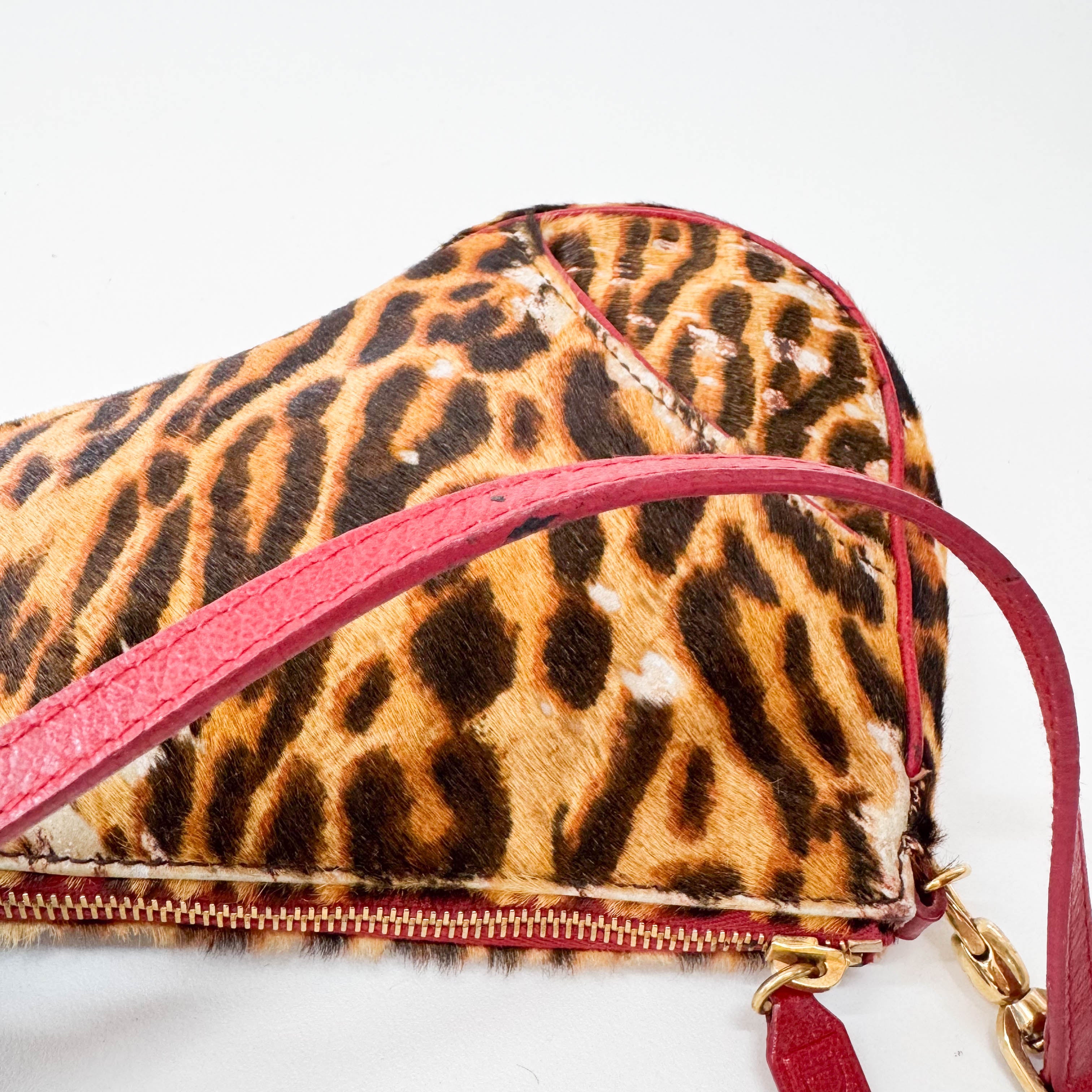 Saddle Mini Yellow Leopard Print Pony Hair Shoulder Bag