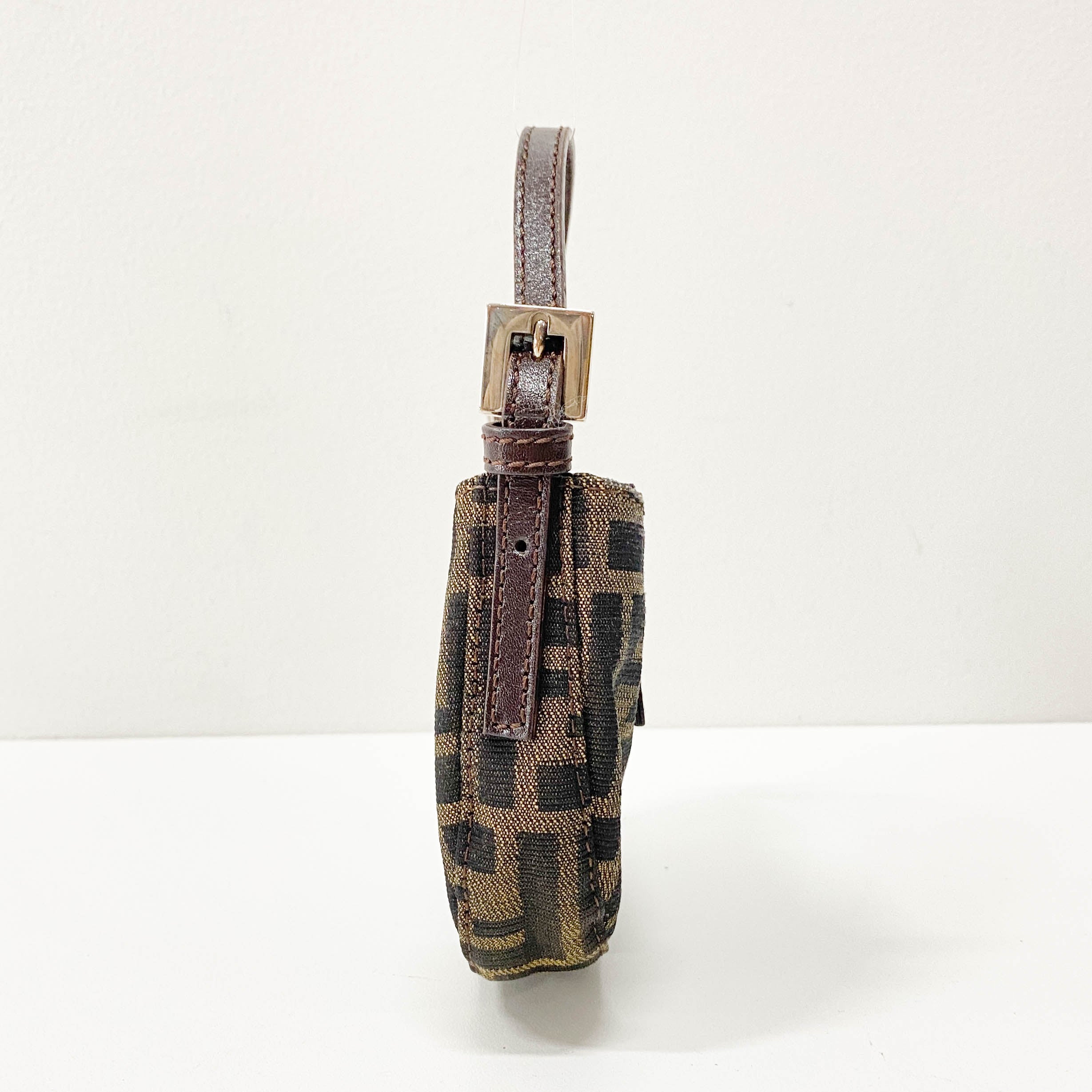 Mini Zucca Croissant  Brown Canvas Handbag