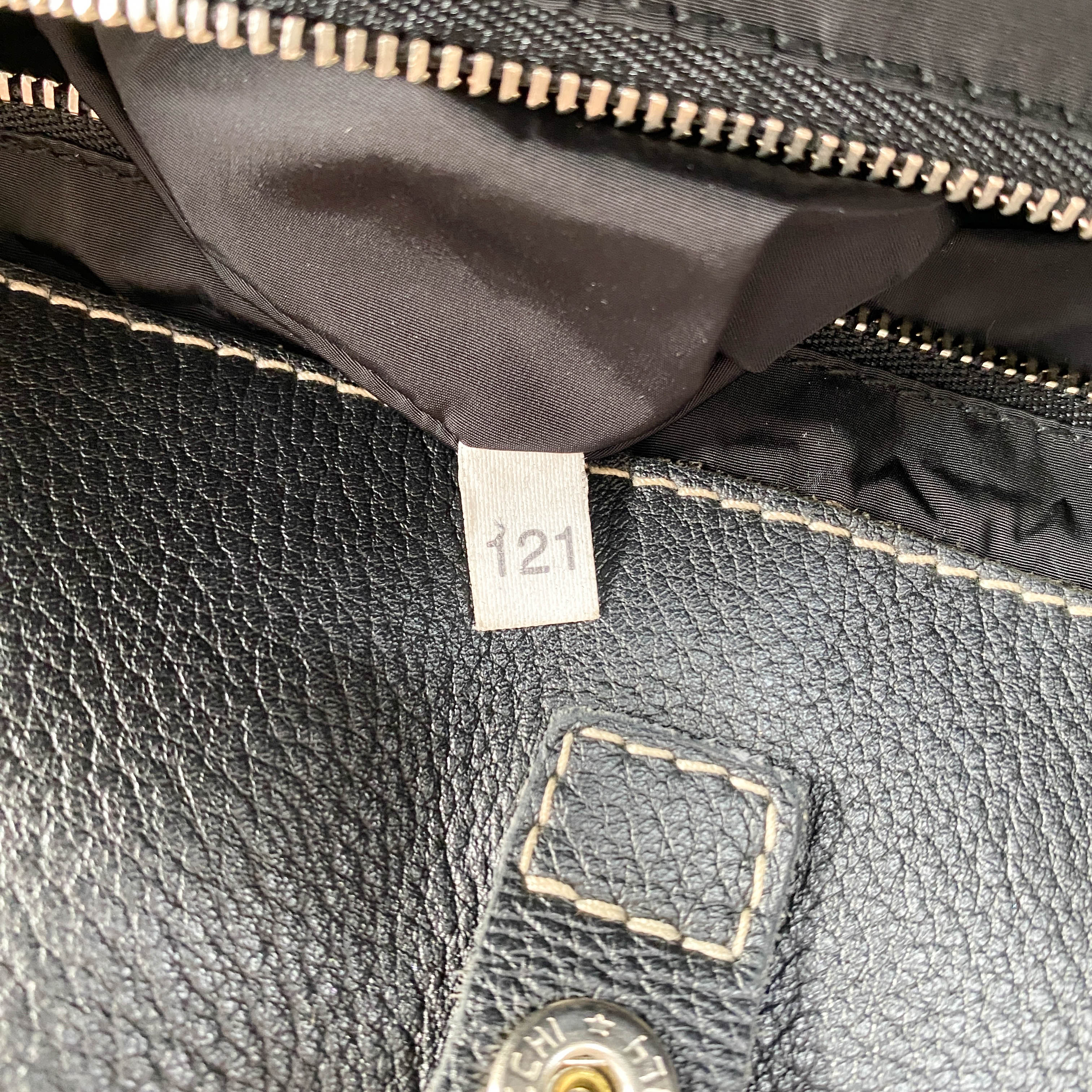 Black Grain Calfskin Shoulder Bag