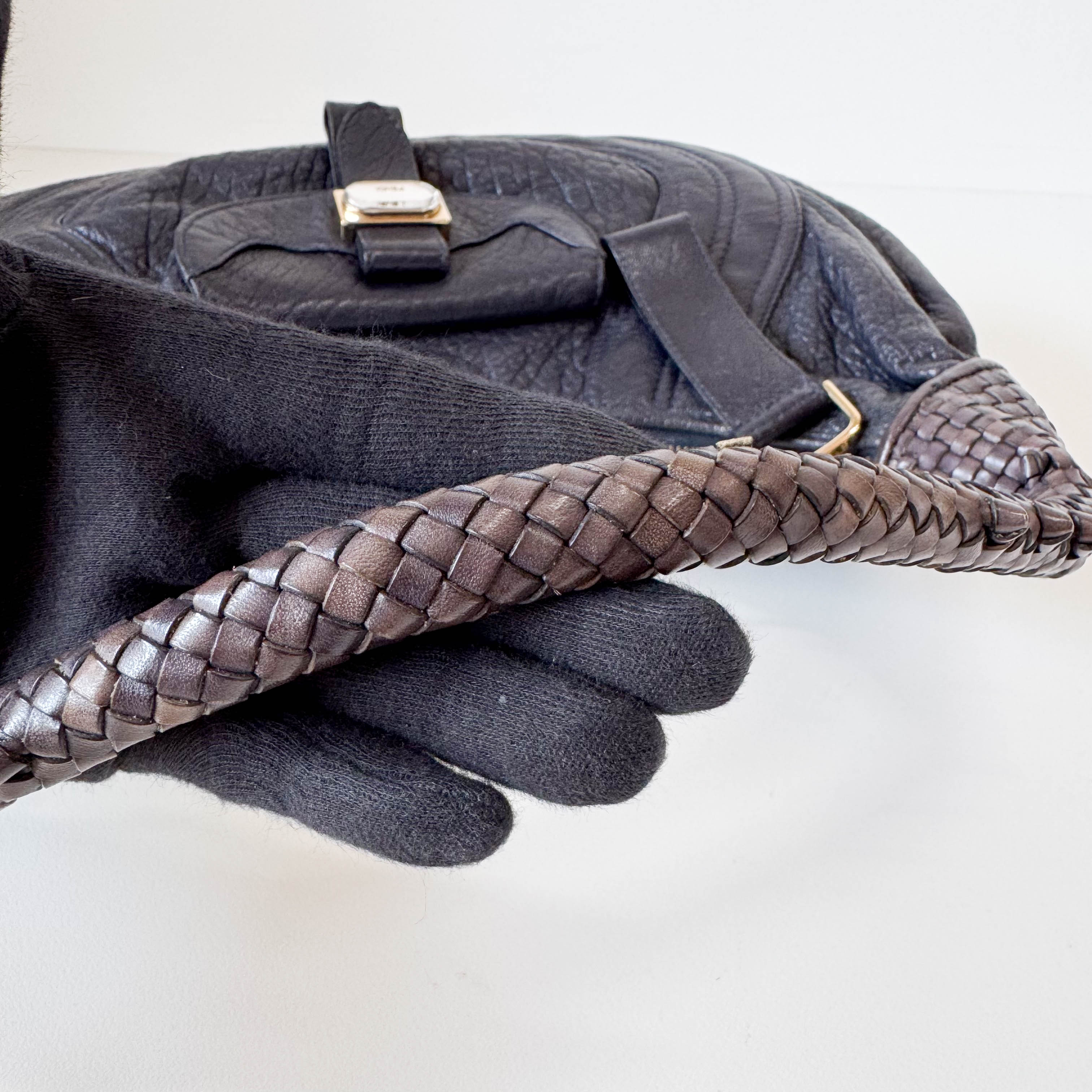 Spy Dark Navy Leather Shoulder Bag