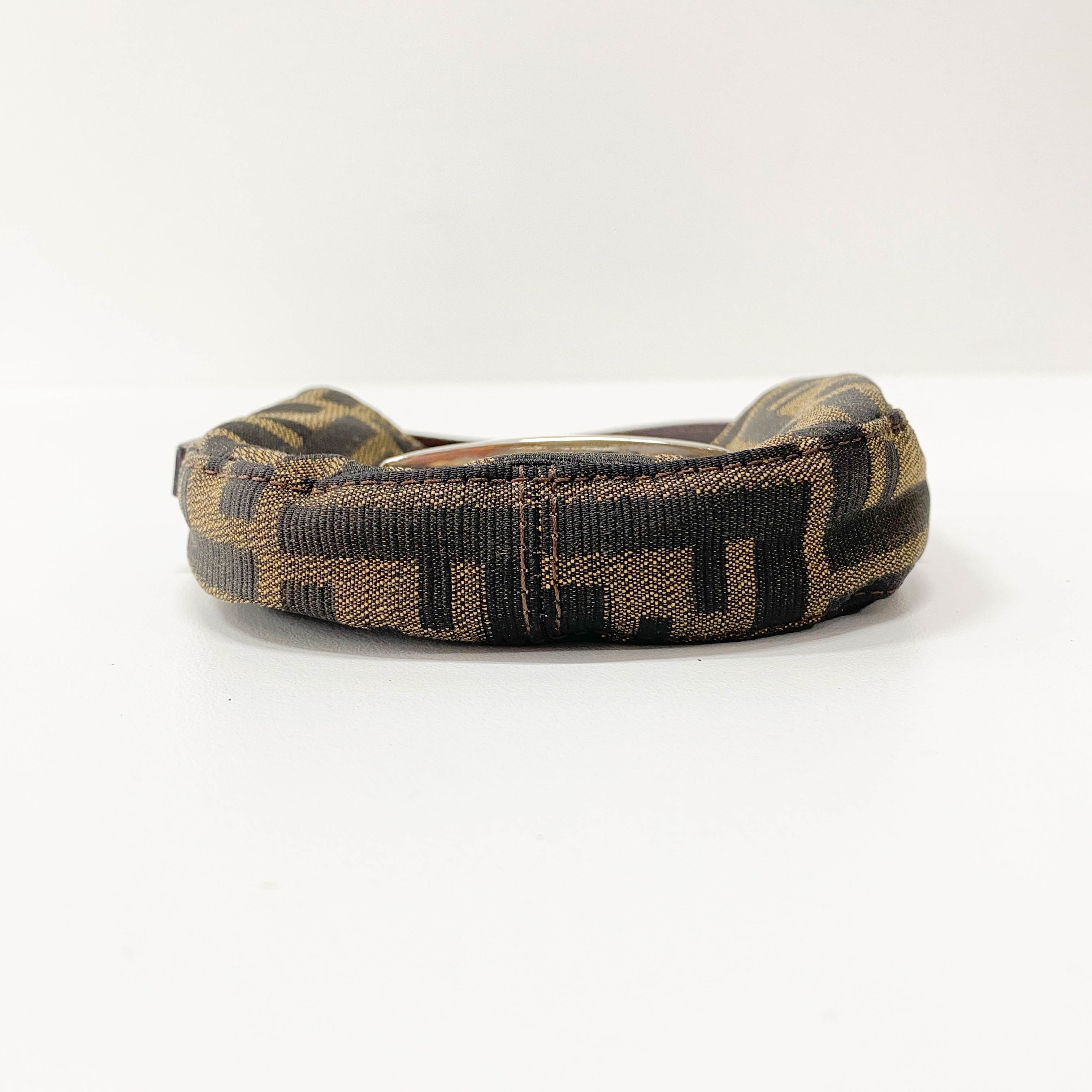 Mini Zucca Croissant  Brown Canvas Handbag