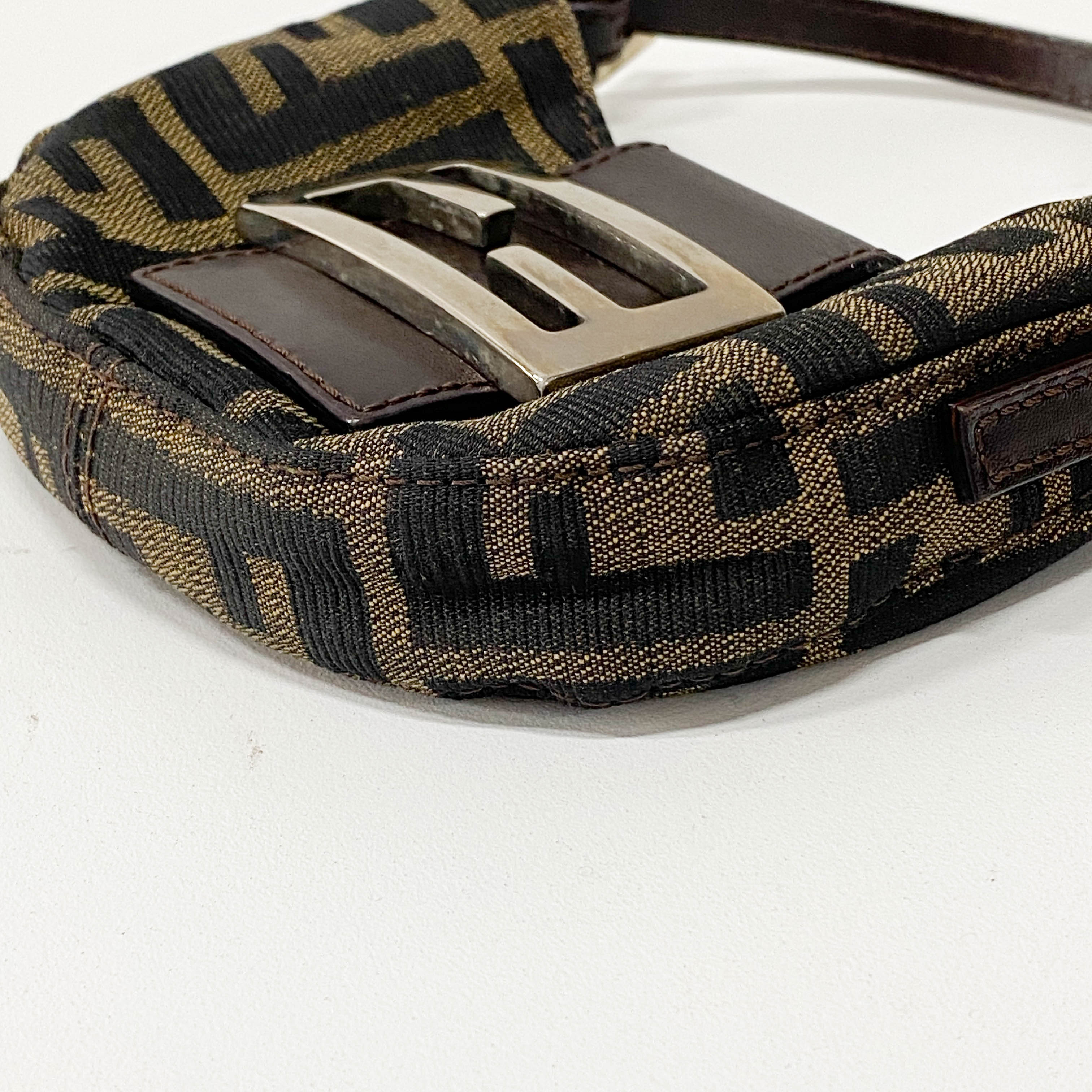 Mini Zucca Croissant  Brown Canvas Handbag