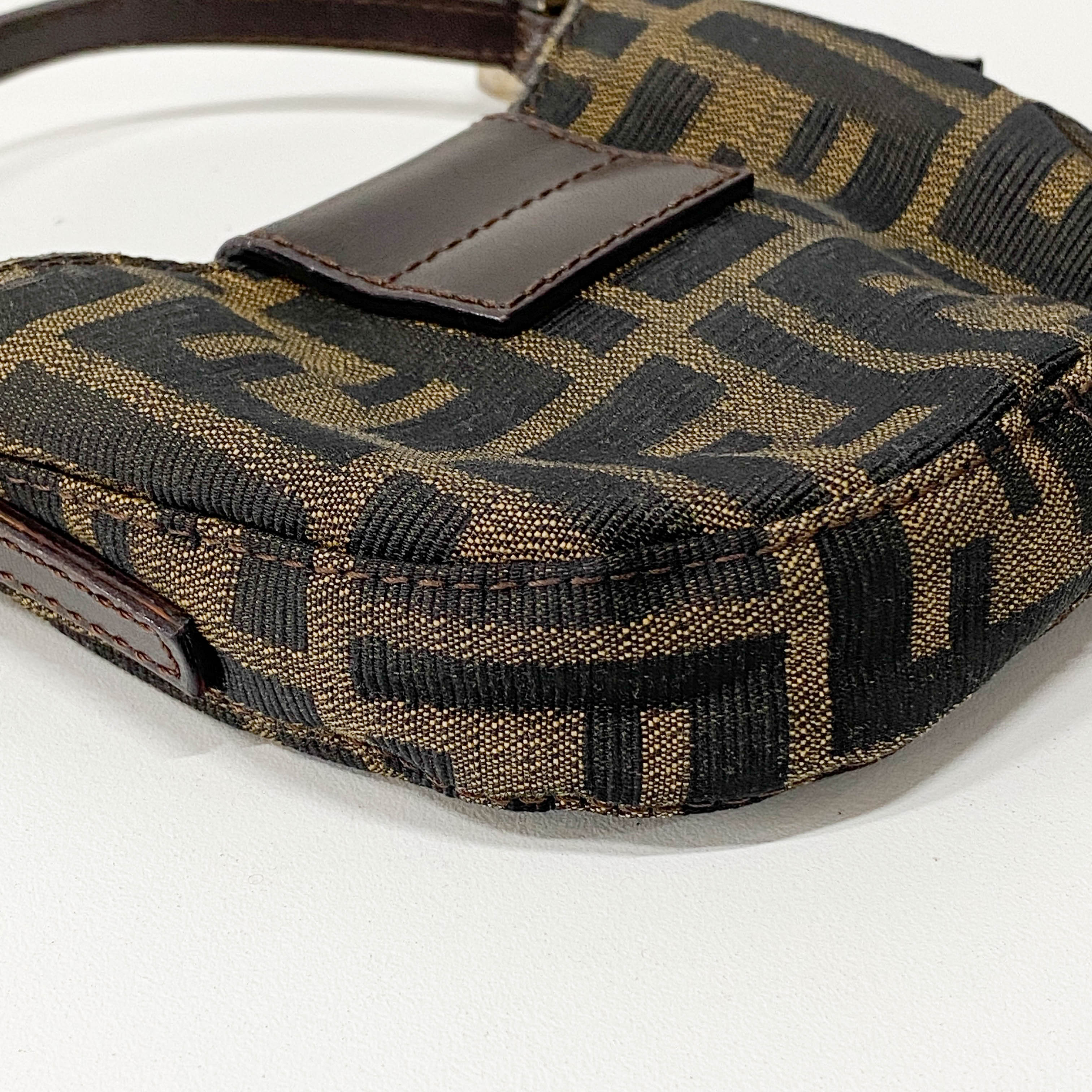 Mini Zucca Croissant  Brown Canvas Handbag