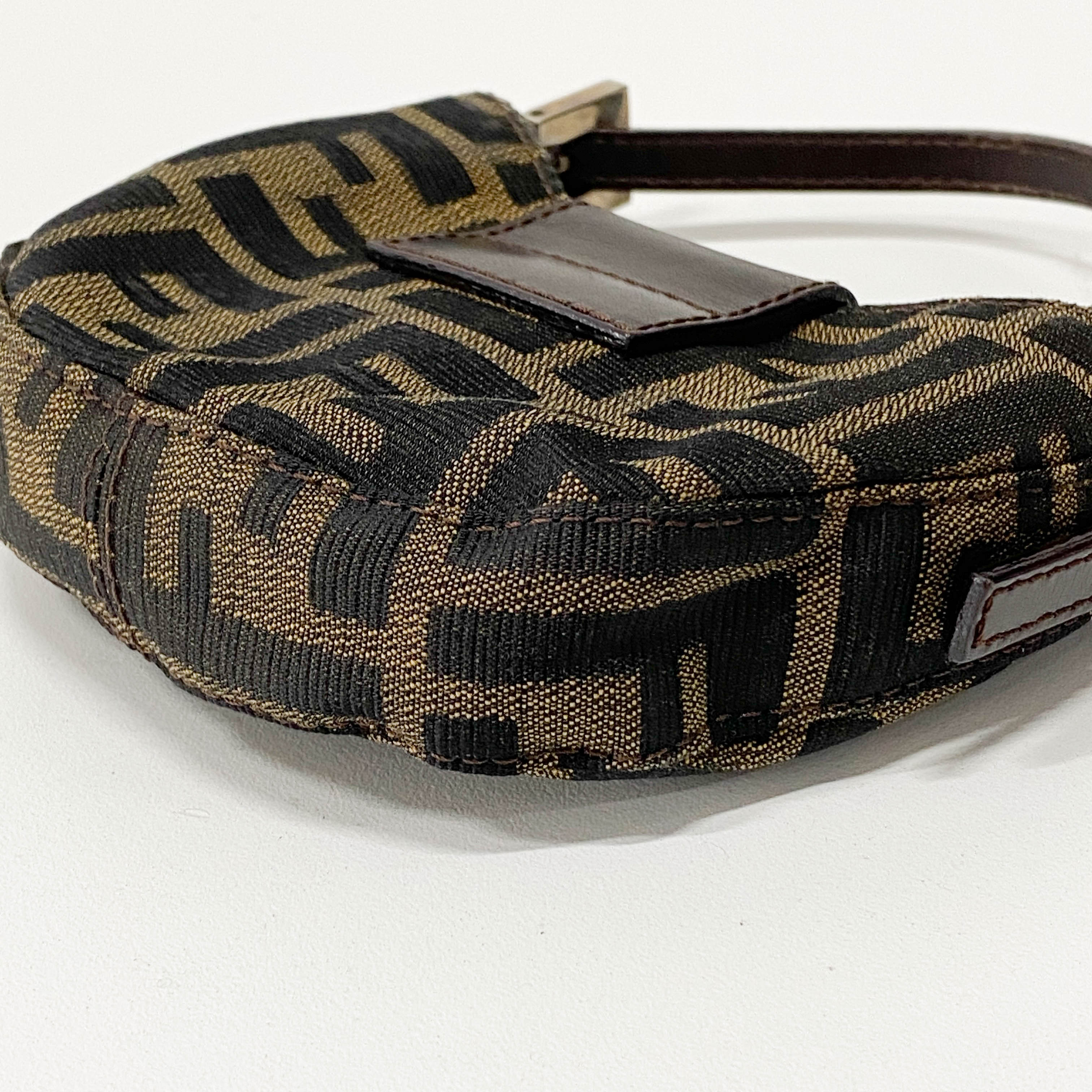 Mini Zucca Croissant  Brown Canvas Handbag