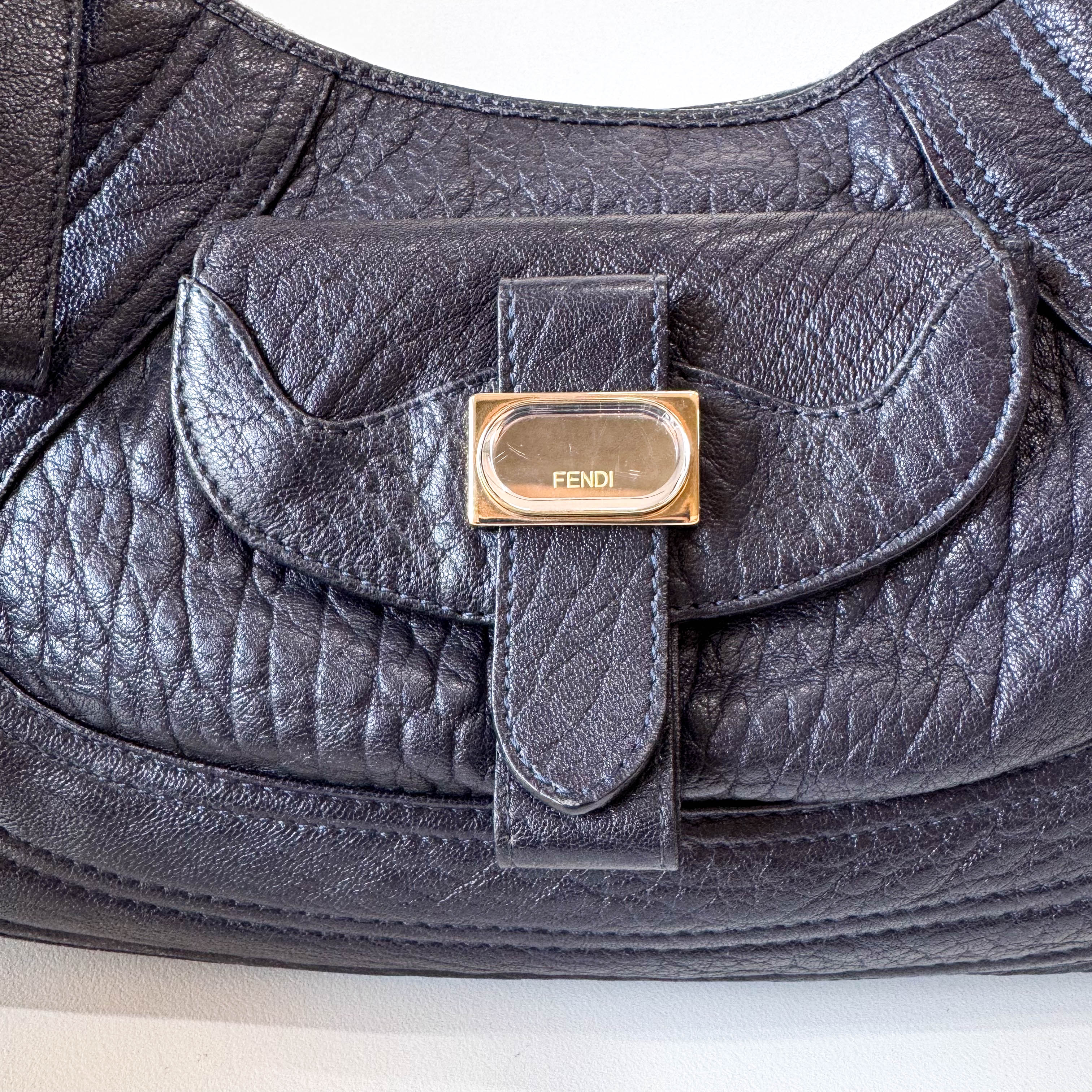 Spy Dark Navy Leather Shoulder Bag