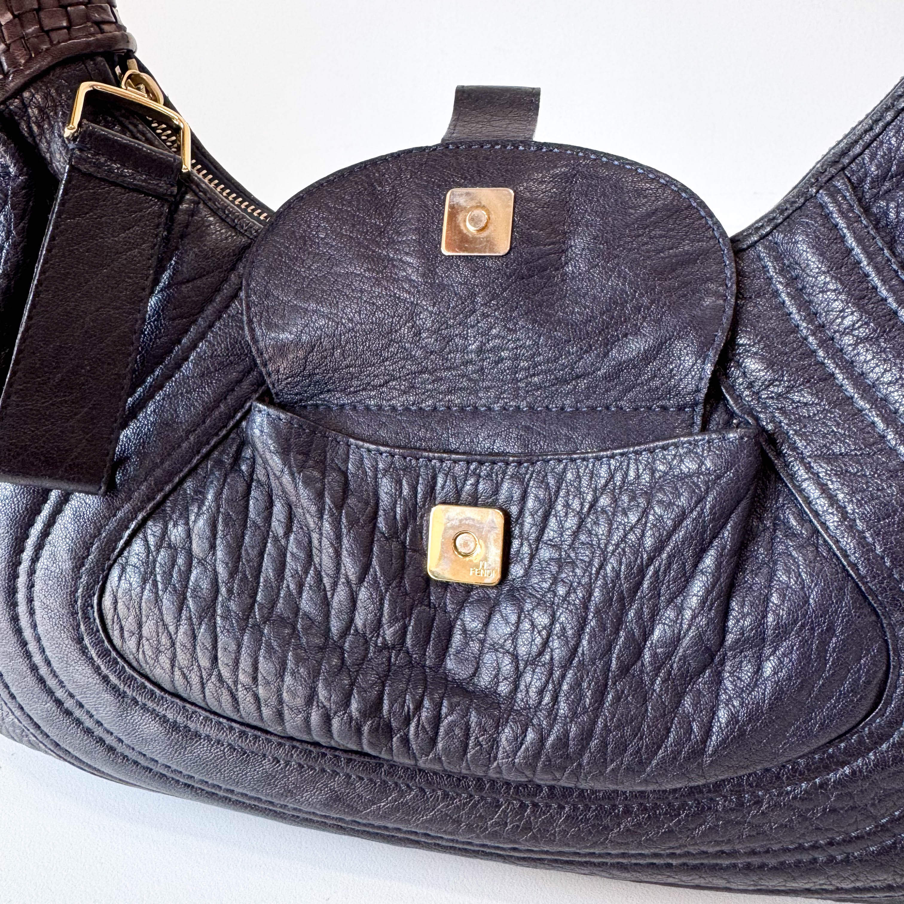 Spy Dark Navy Leather Shoulder Bag