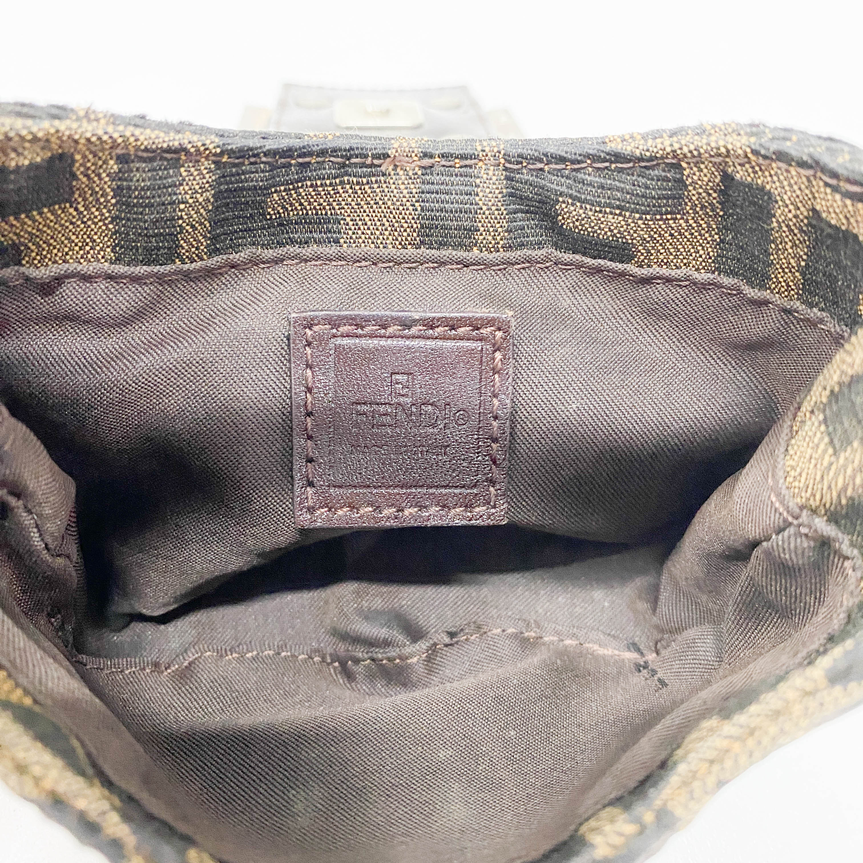 Mini Zucca Croissant  Brown Canvas Handbag