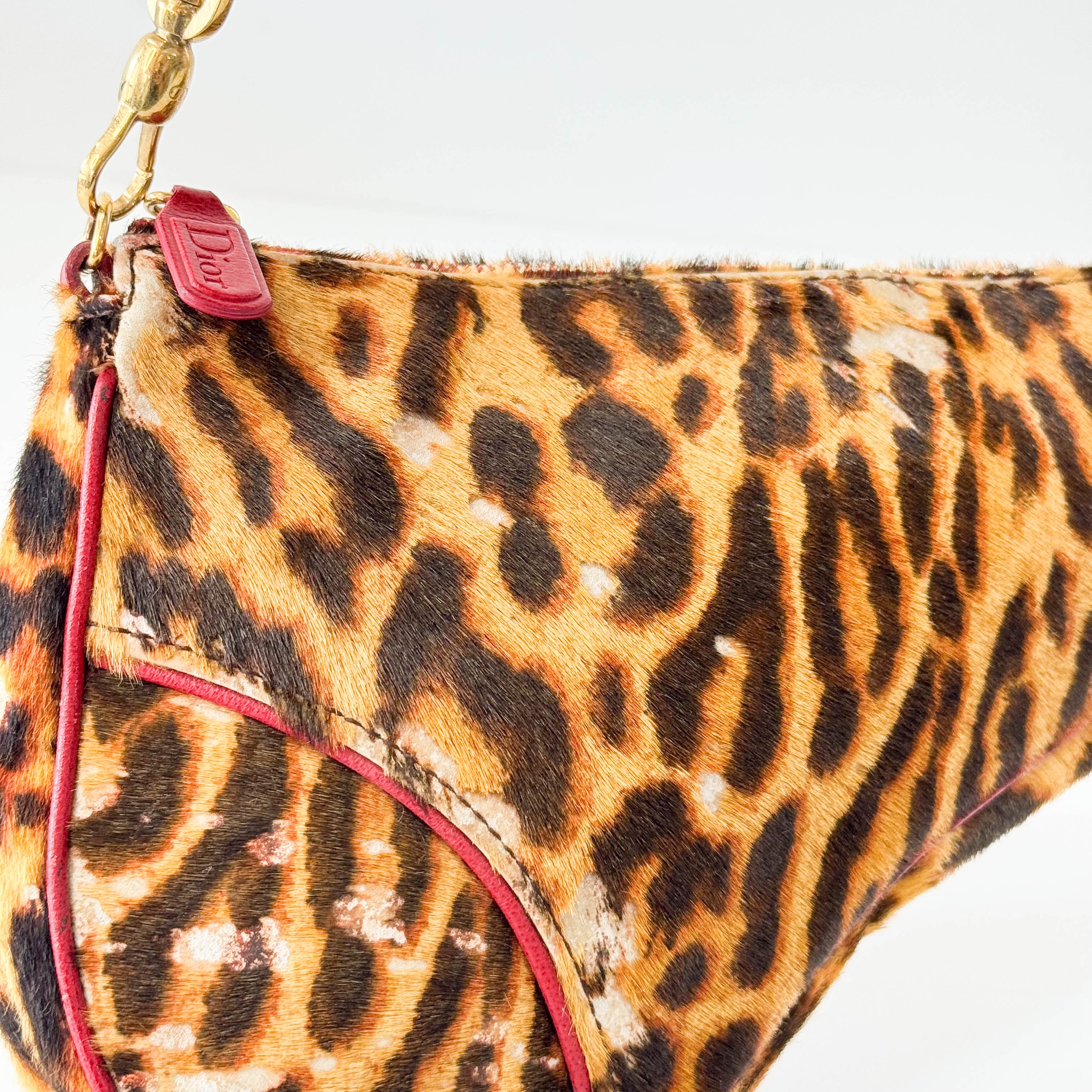 Saddle Mini Yellow Leopard Print Pony Hair Shoulder Bag