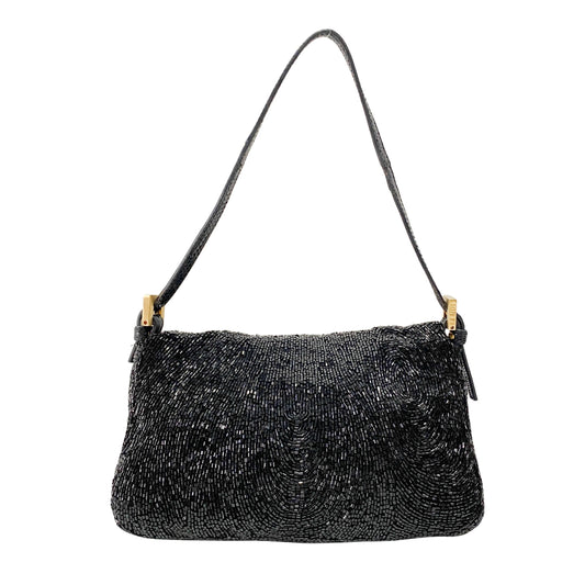 Mini Mamma Baguette Black Beads Shoulder Bag