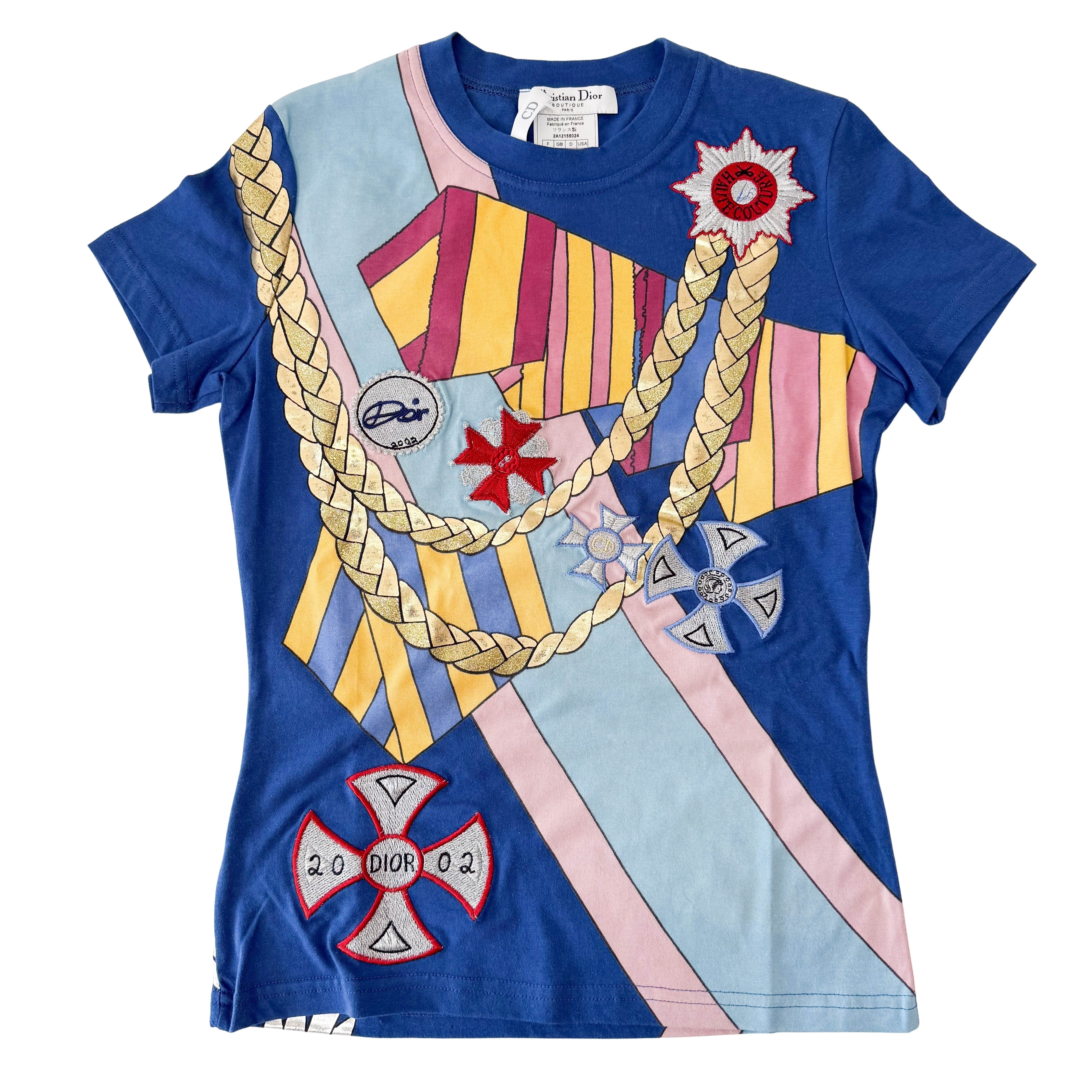 Haute Couture Size 8 Multi-colour Embroided Cotton T-Shirt