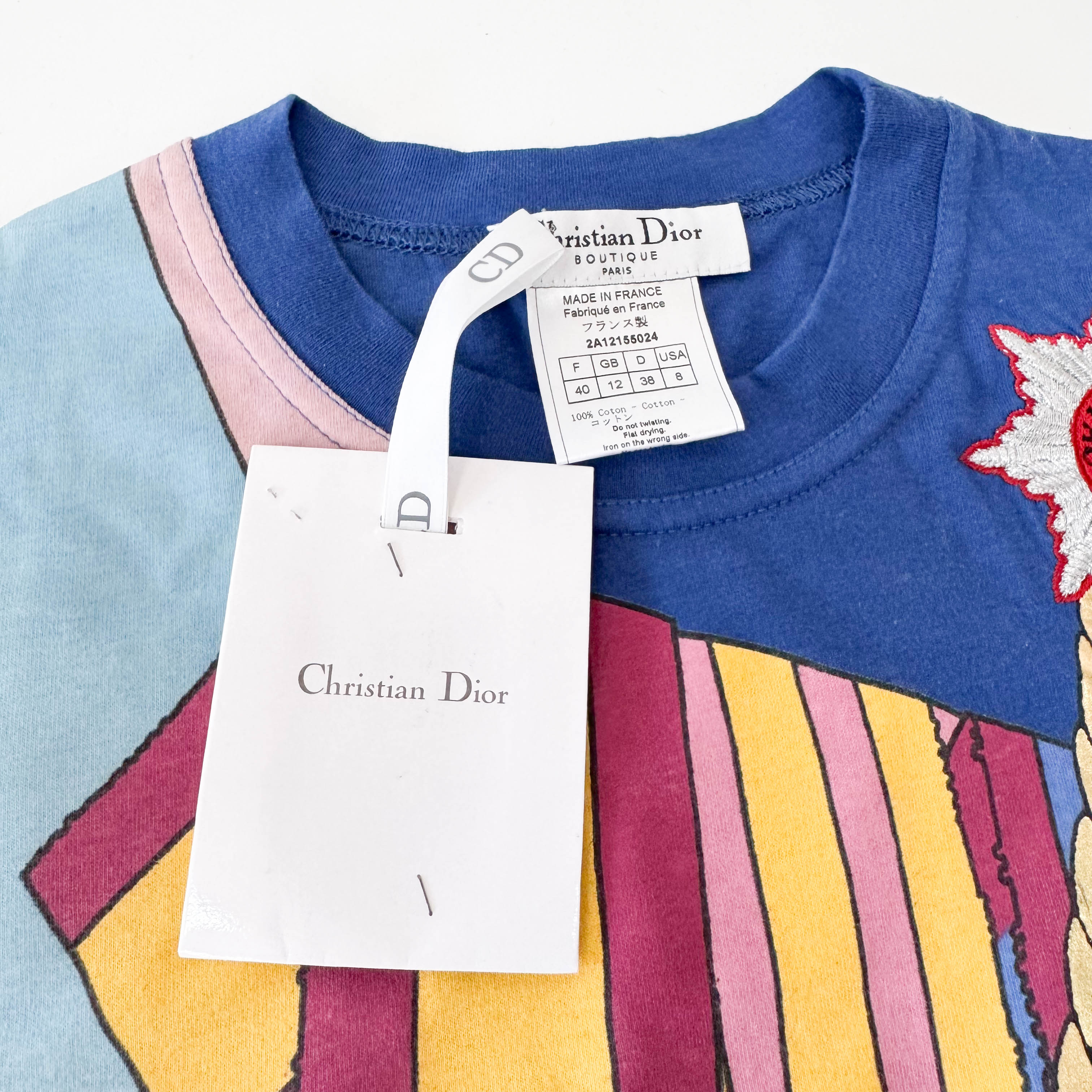 Haute Couture Size 8 Multi-colour Embroided Cotton T-Shirt