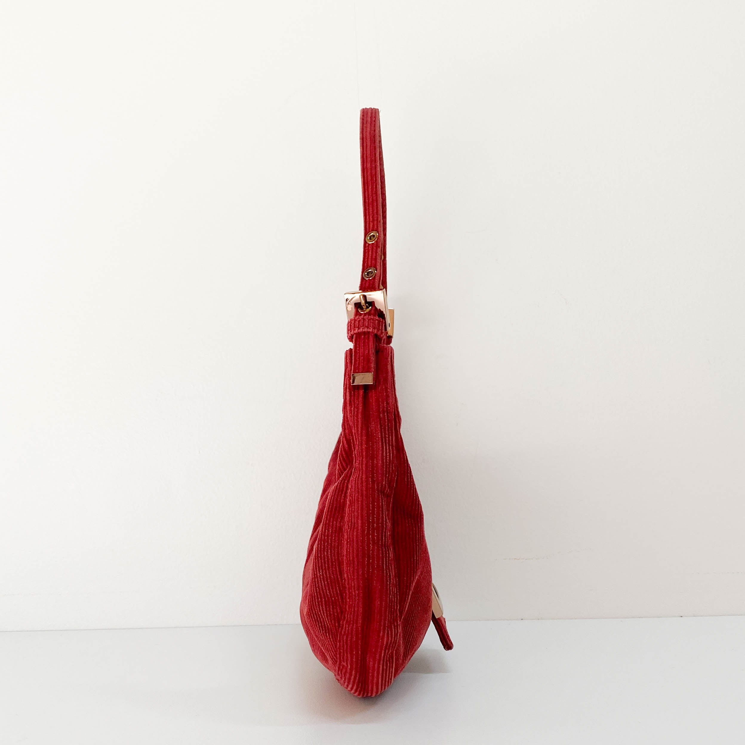 Croissant Red Corduroy Shoulder Bag