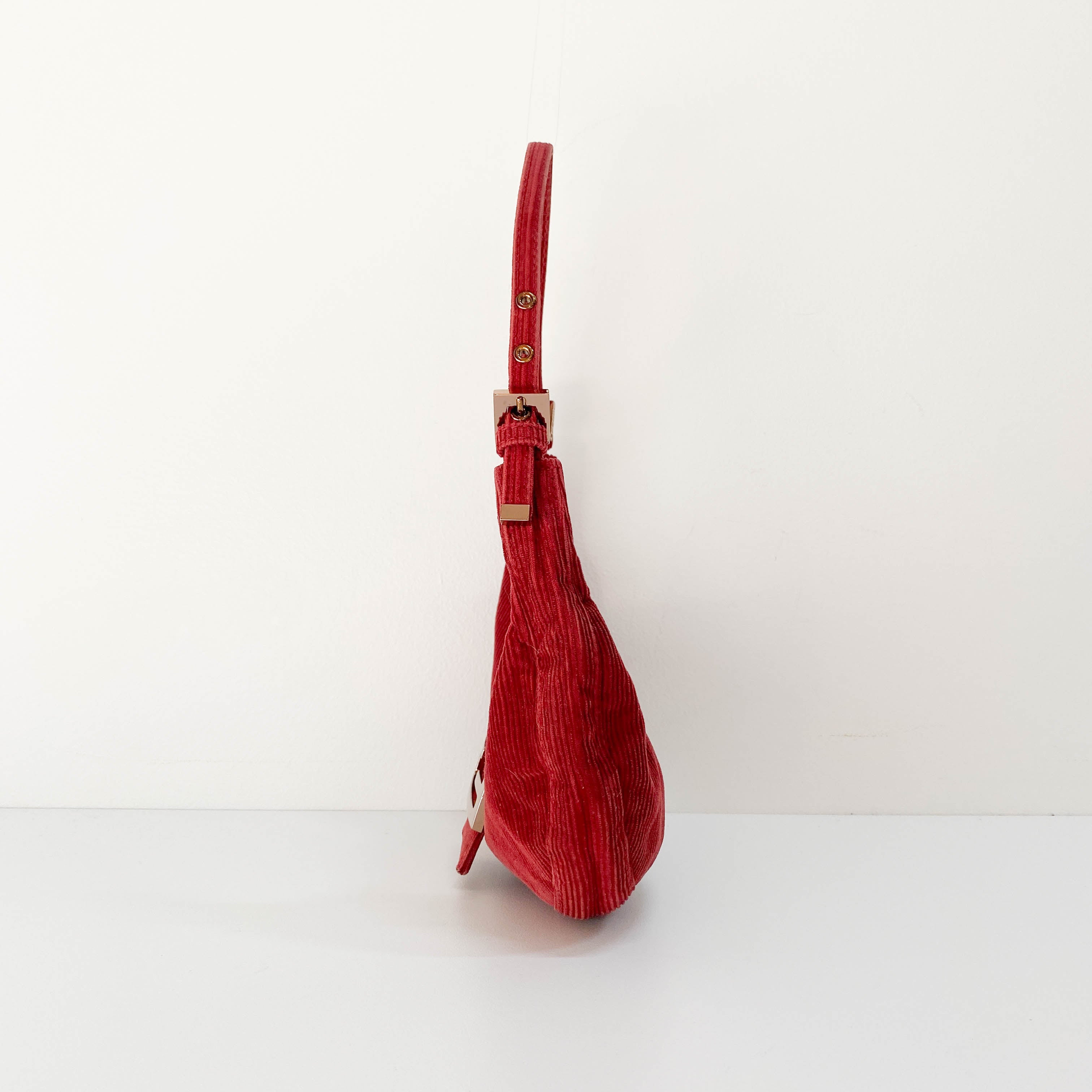 Croissant Red Corduroy Shoulder Bag
