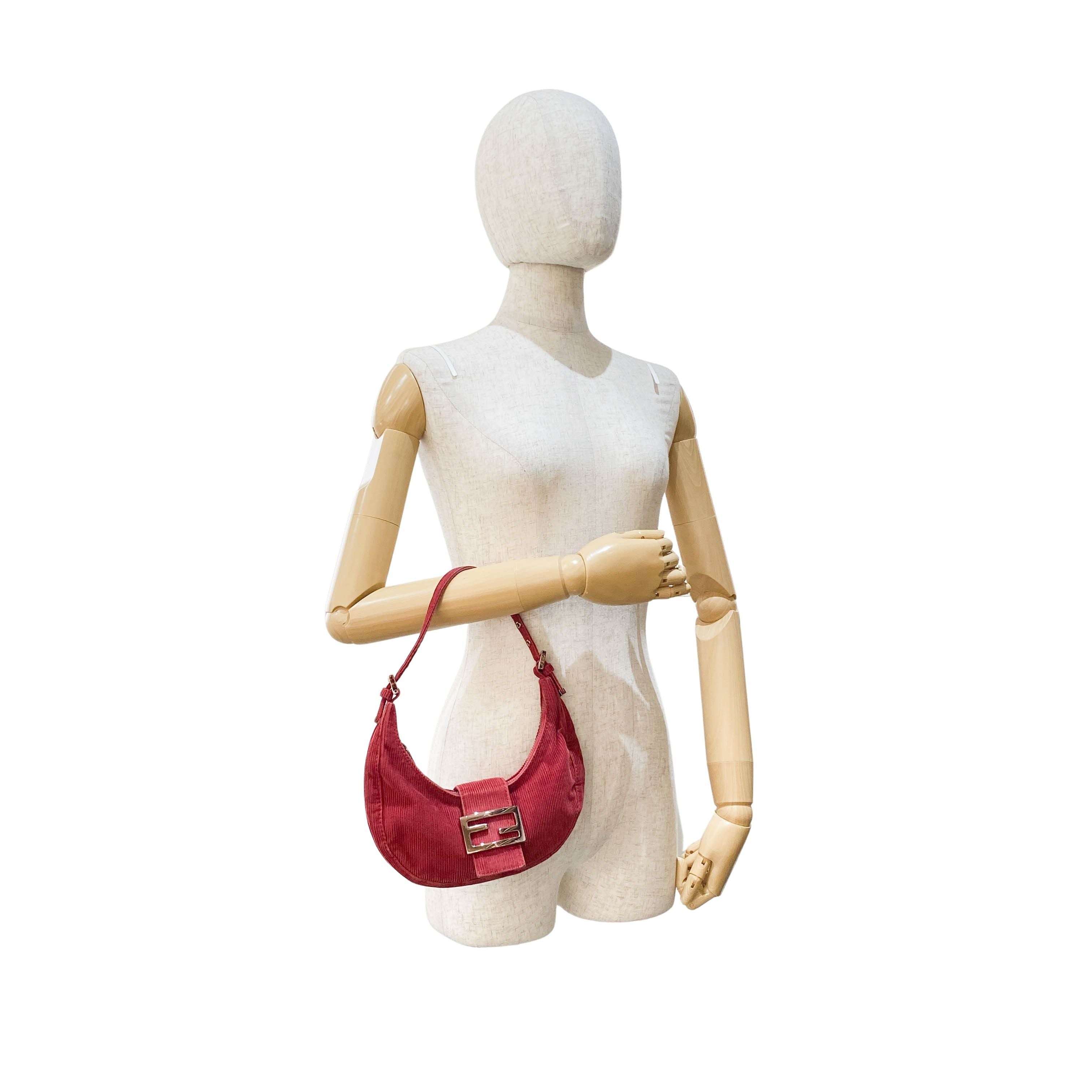 Croissant Red Corduroy Shoulder Bag